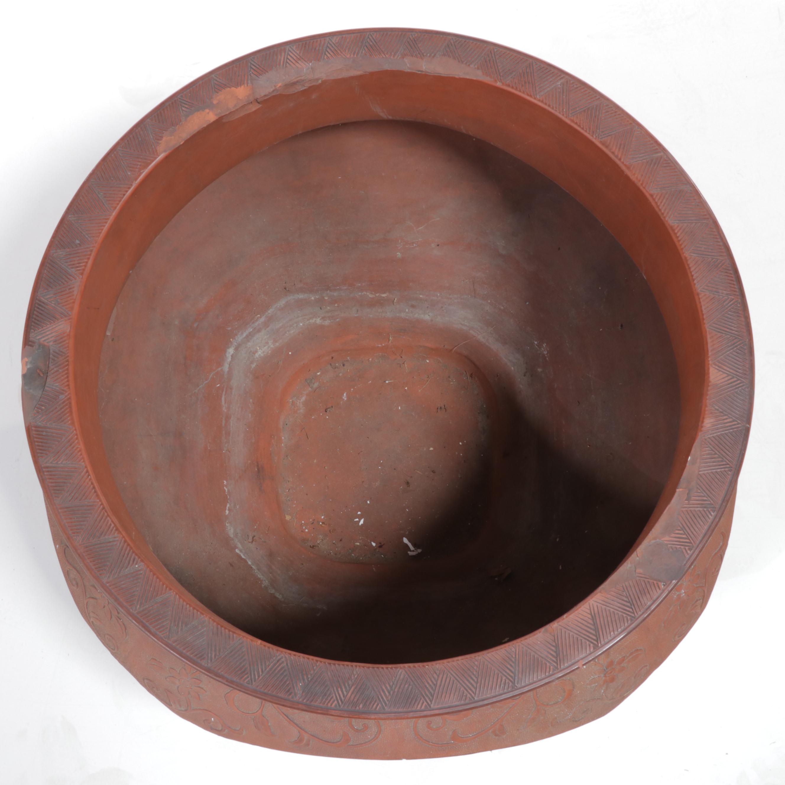 Large Japanese Tokoname Terracotta Pot, Early to Mid 20th Century
