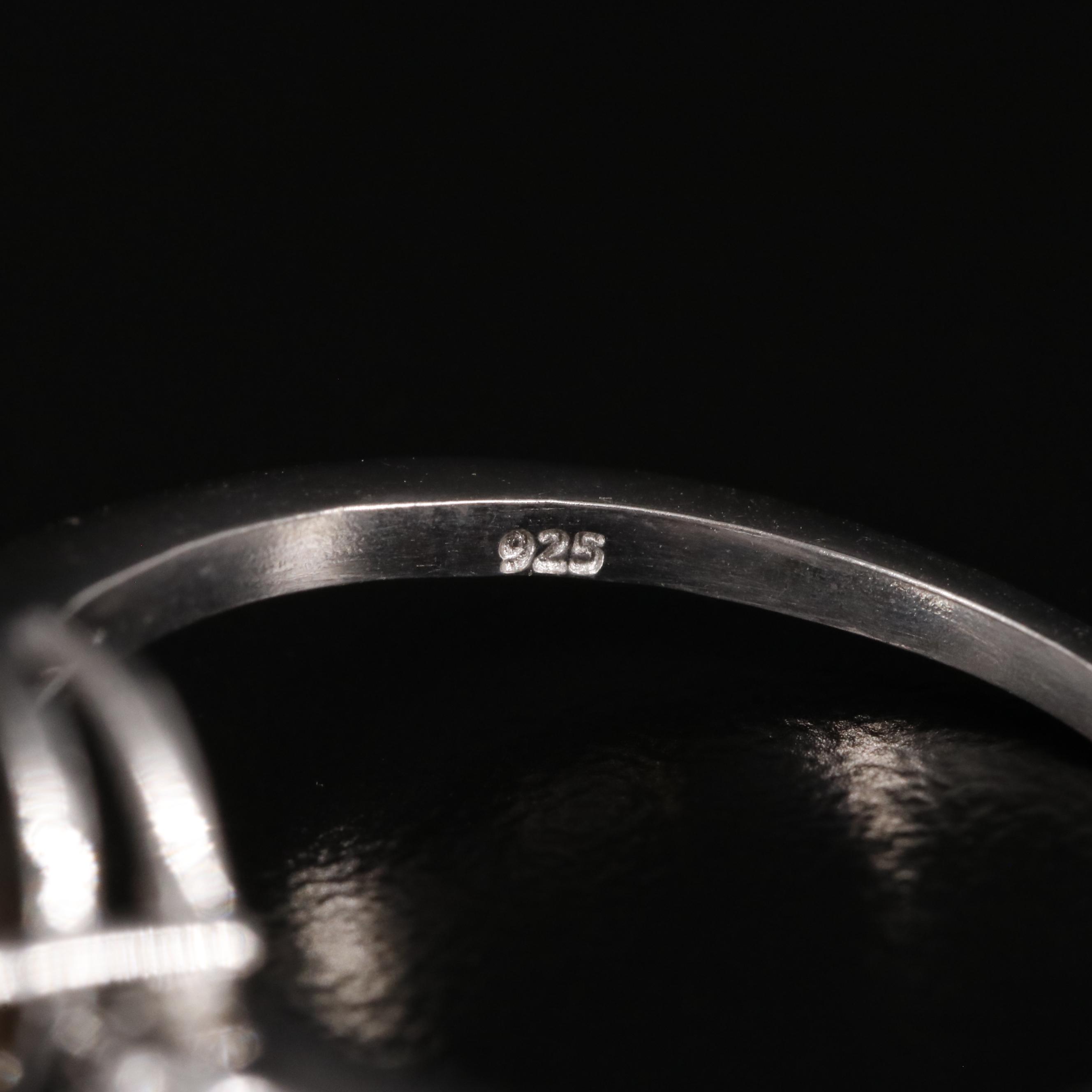 Sterling Smoky Quartz Ring with Diamond Accents