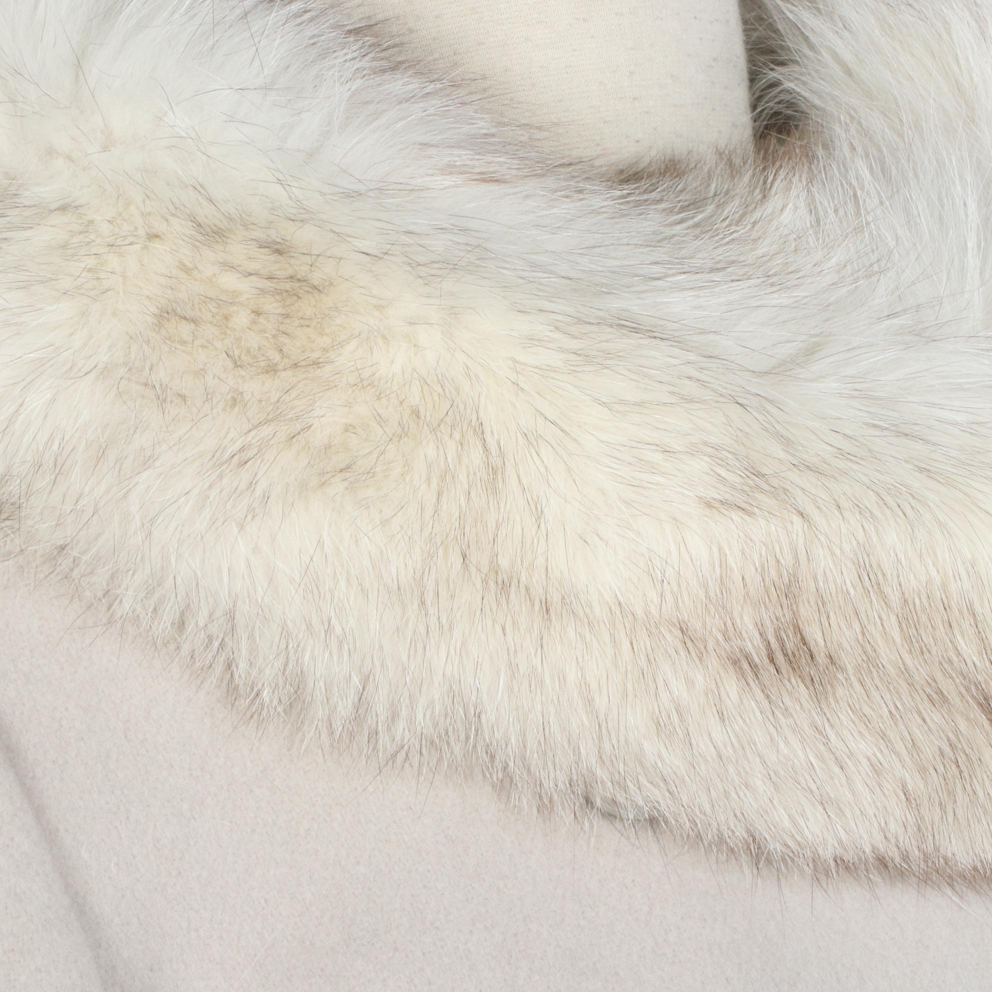 Wool Double-Breasted Coat with Fox Fur Collar