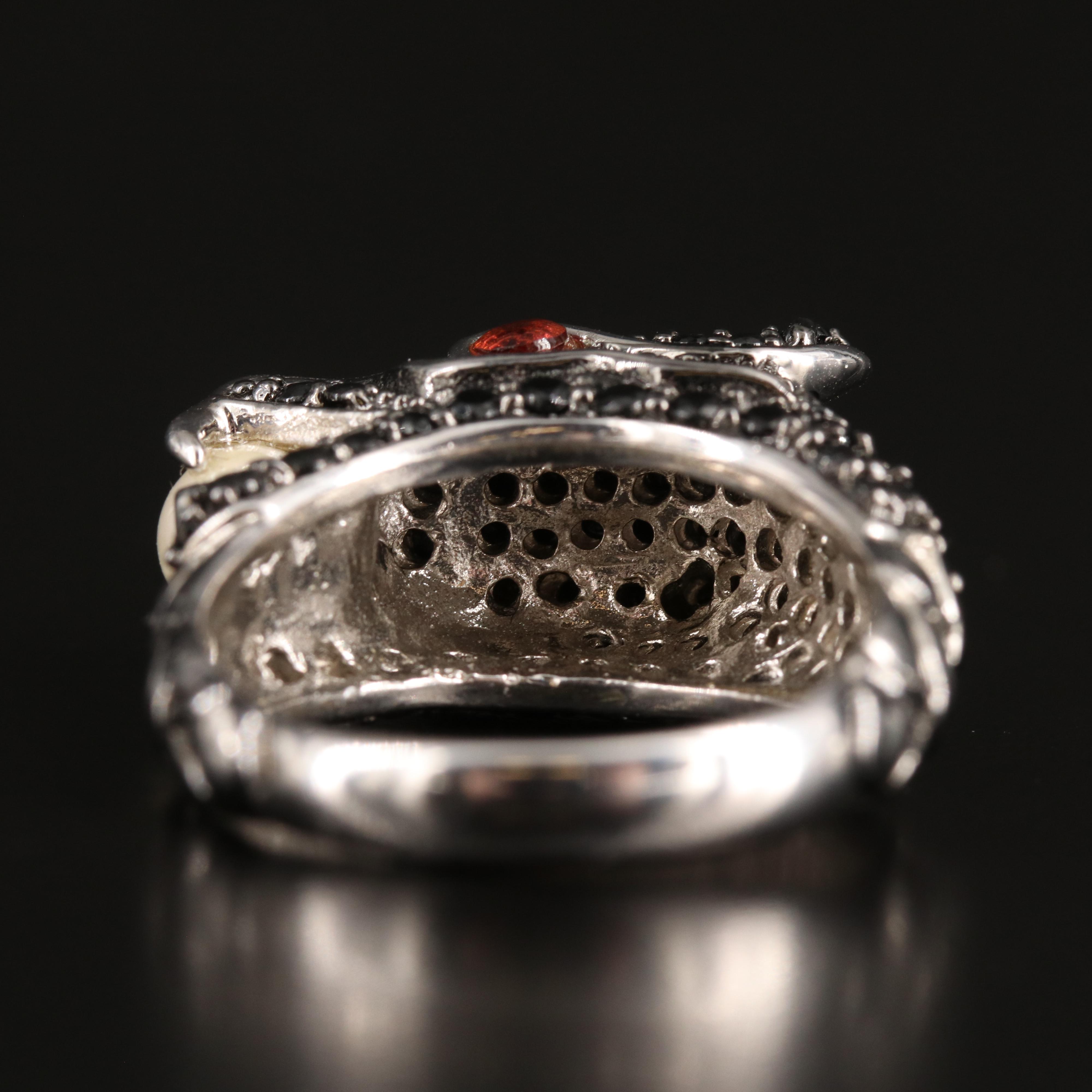 Sterling Pearl, Black Onyx and Garnet Chinese New Year Dragon Ring