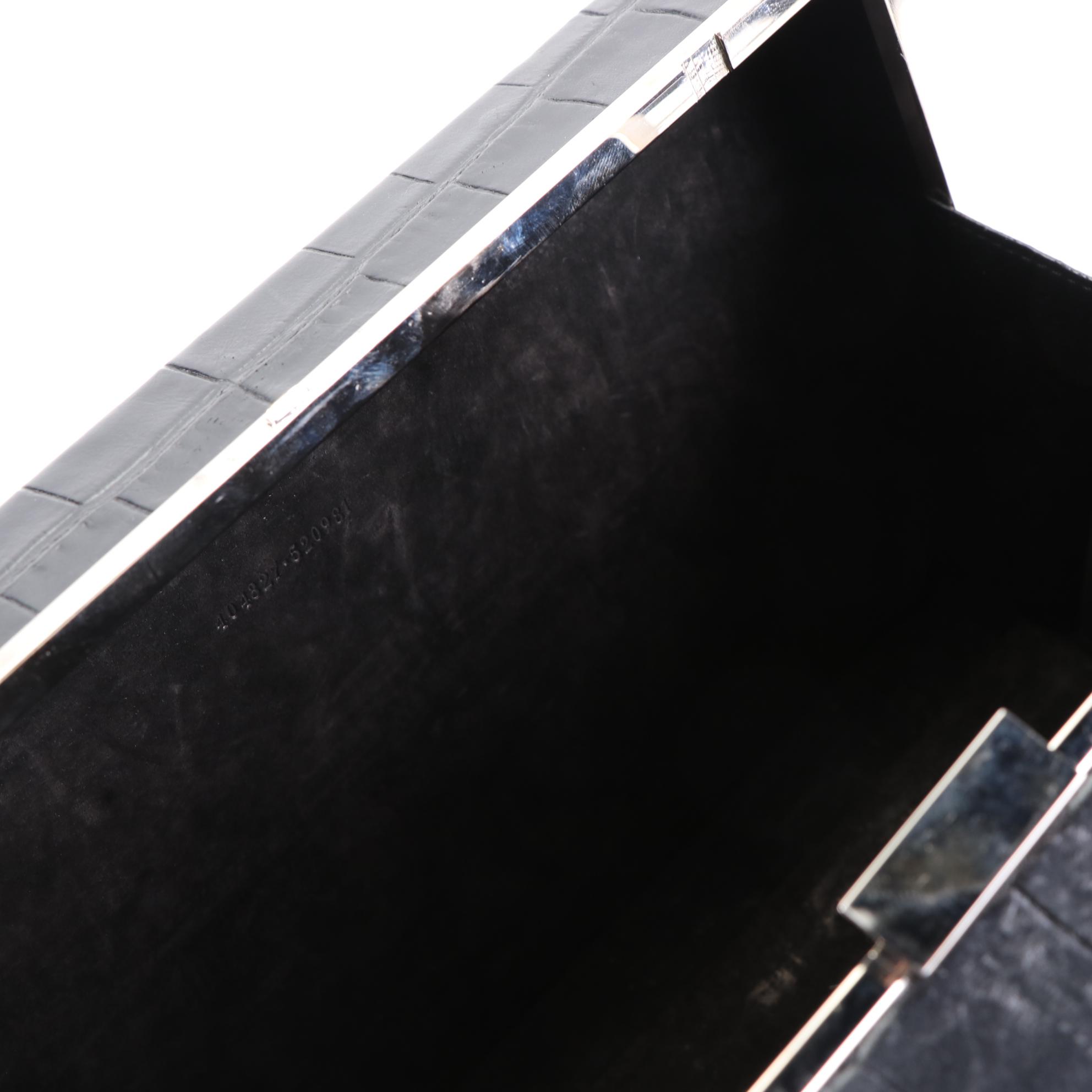 Alexander McQueen Cage Clutch Handbag in Croc-Embossed Leather