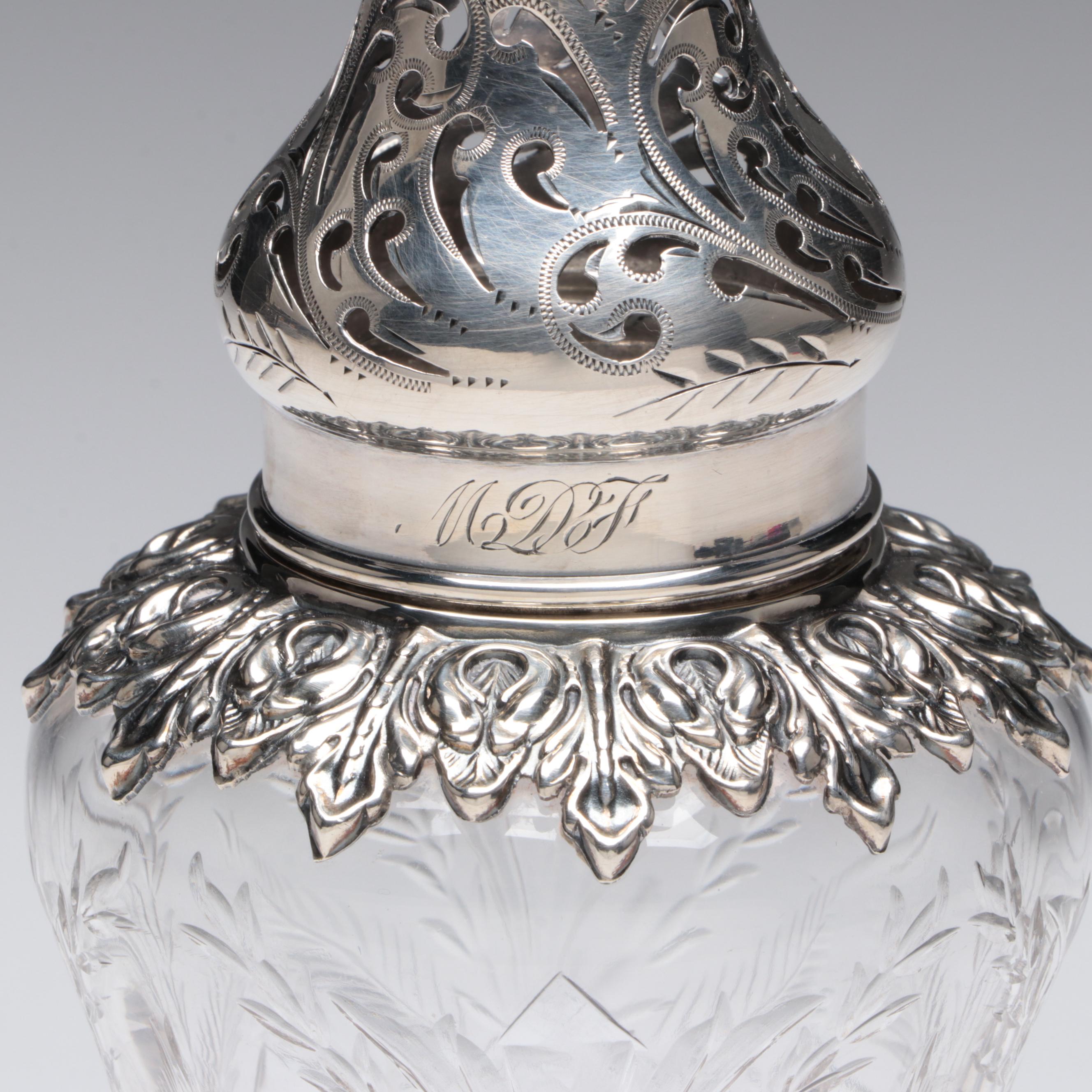 Wm. B. Durgin Co. Neoclassical Style Cut Glass and Sterling Silver Muffineer