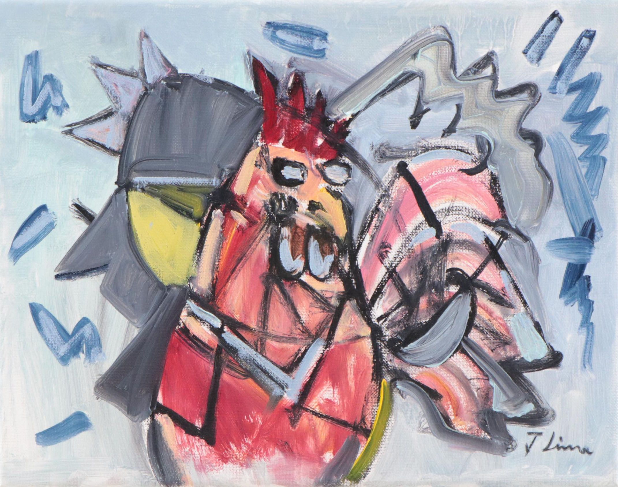 José M. Lima Oil Painting of a Rooster, 2023