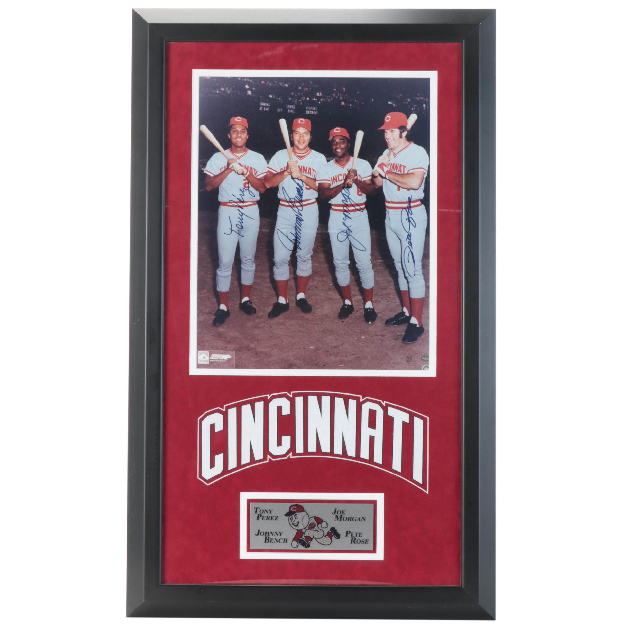 Rose, Morgan, Pérez and Bench Signed Big Red Machine Giclée in Mat Frame