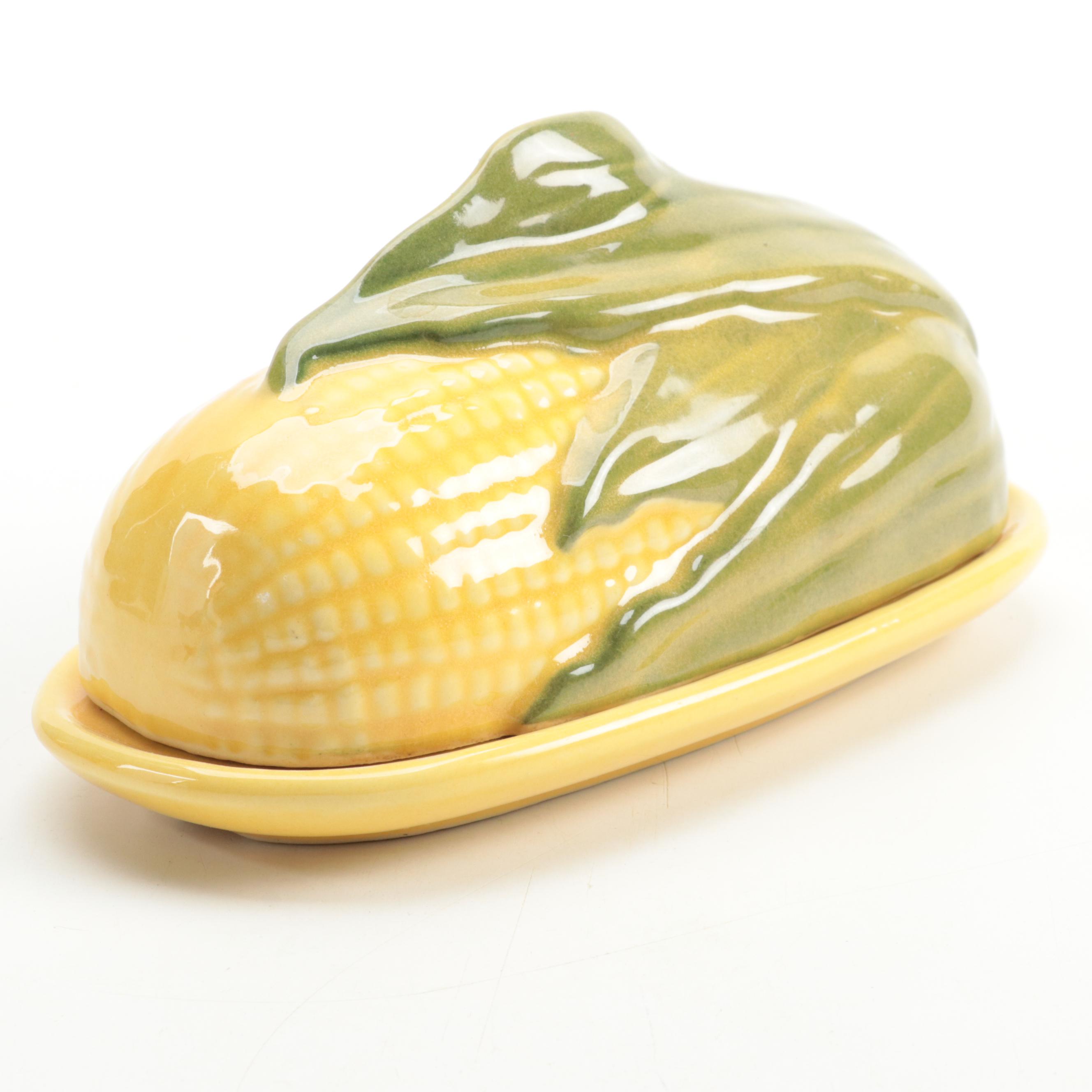 Shawnee Ceramic "Corn King" Covered Butter Dish