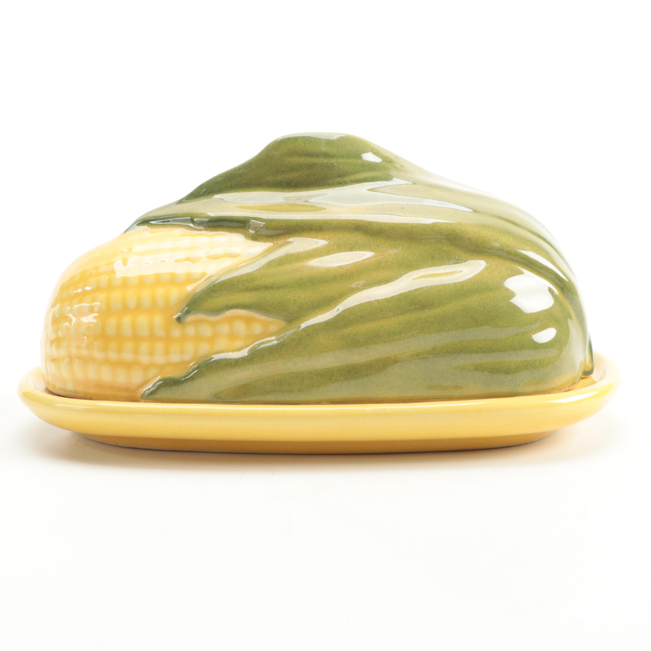 Shawnee Ceramic "Corn King" Covered Butter Dish