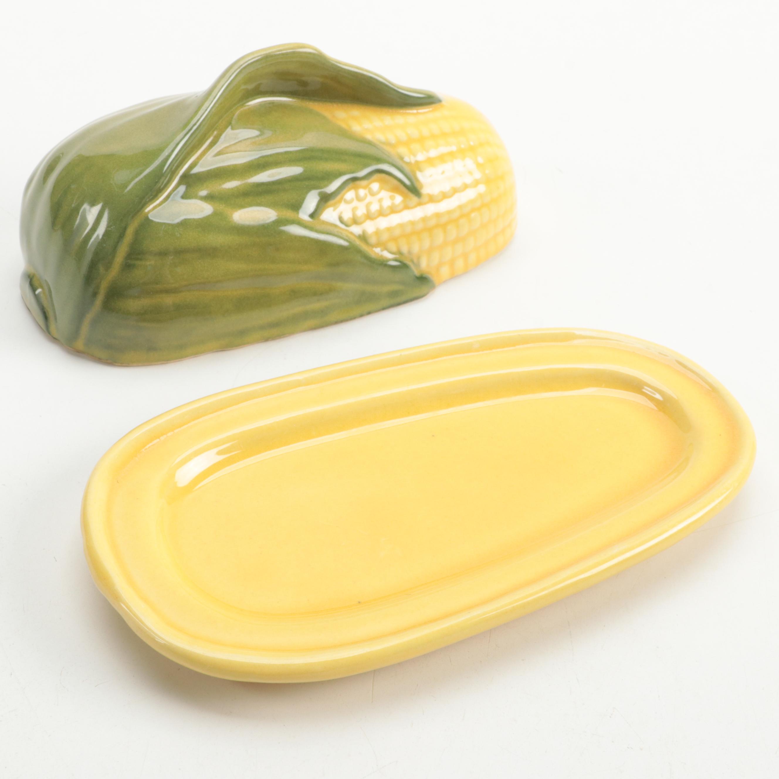 Shawnee Ceramic "Corn King" Covered Butter Dish