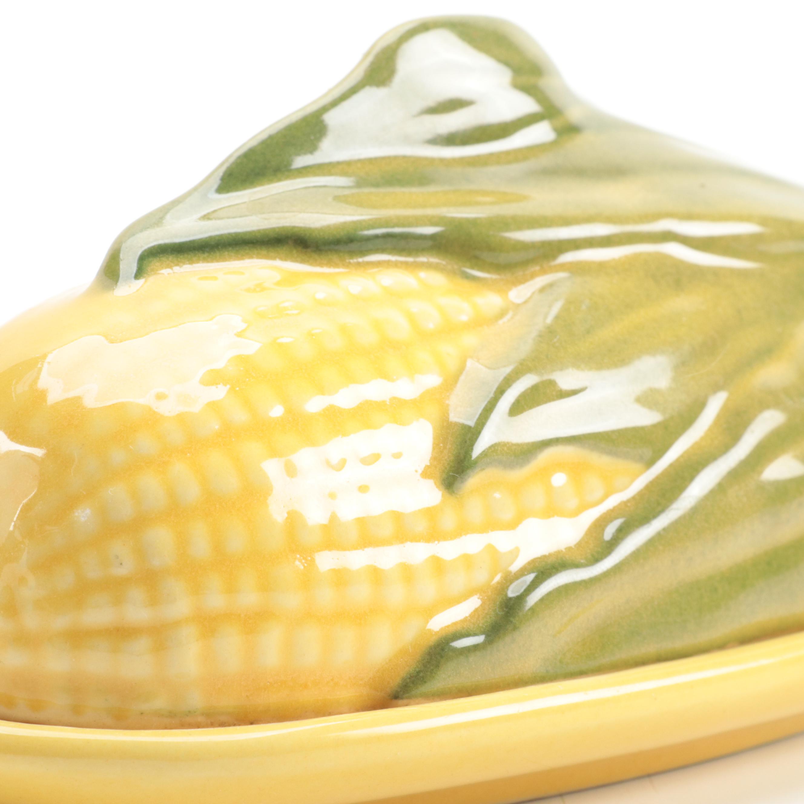 Shawnee Ceramic "Corn King" Covered Butter Dish