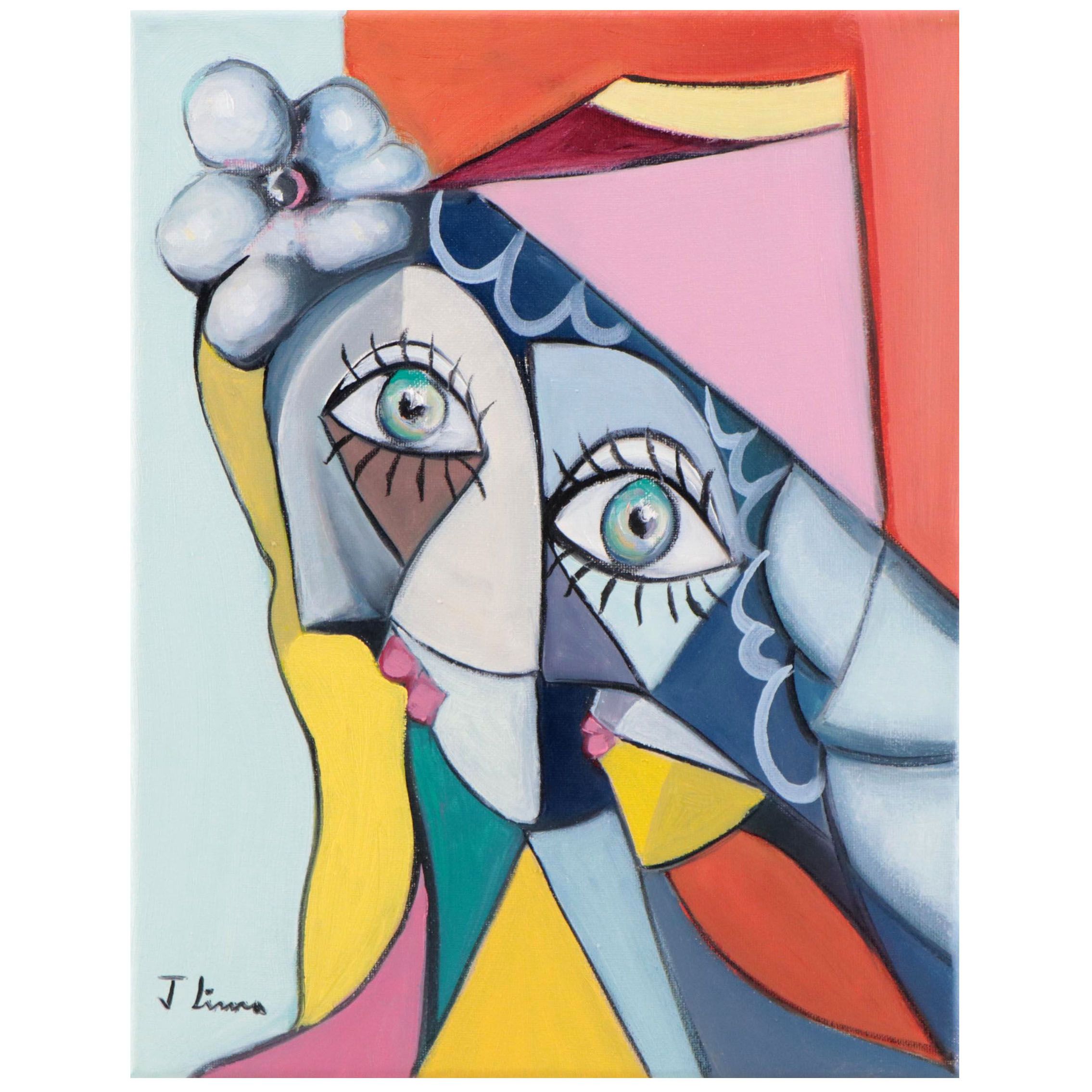 José M. Lima Cubist Style Portrait Oil Painting, 2023