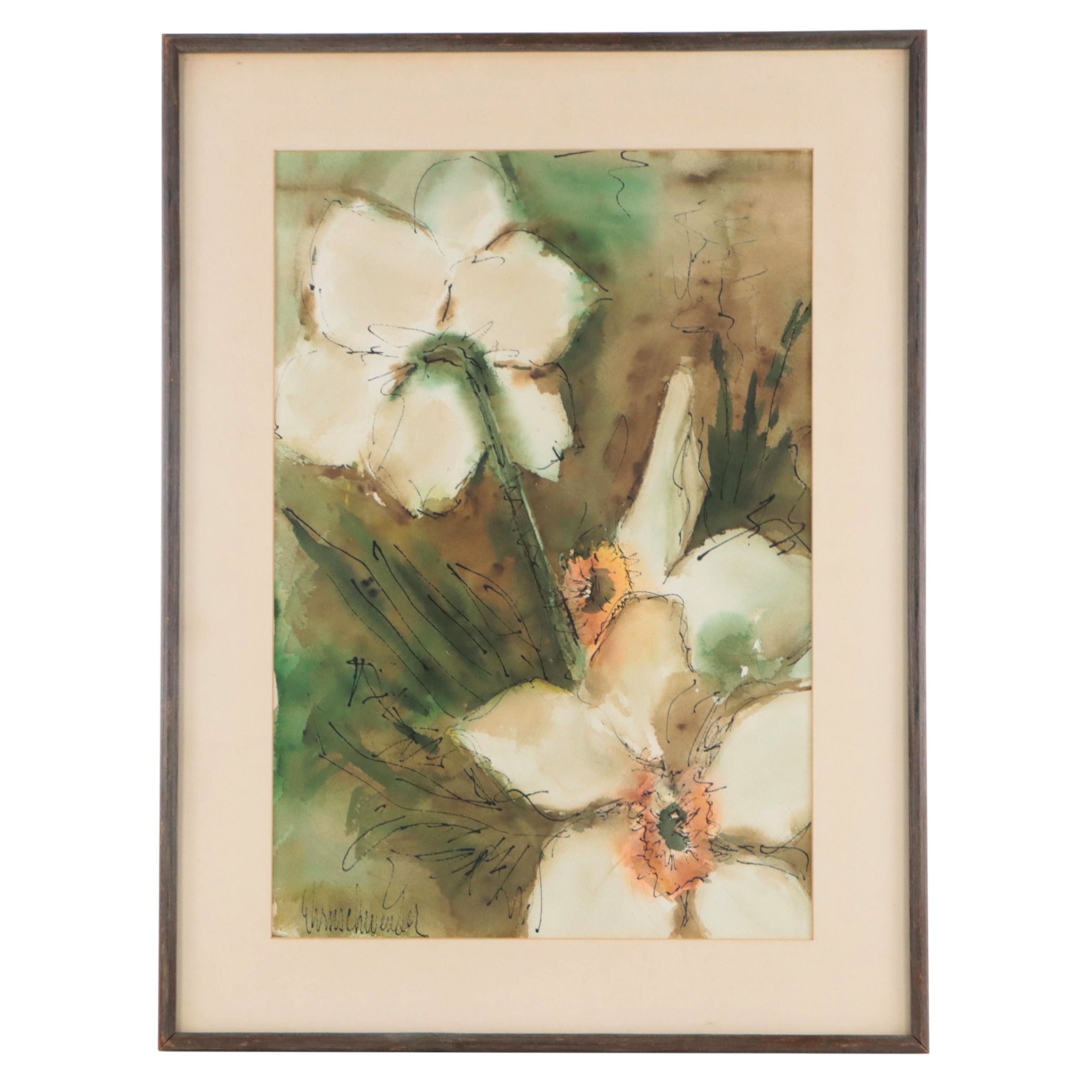 Ehrnschwender Floral Ink and Watercolor Painting