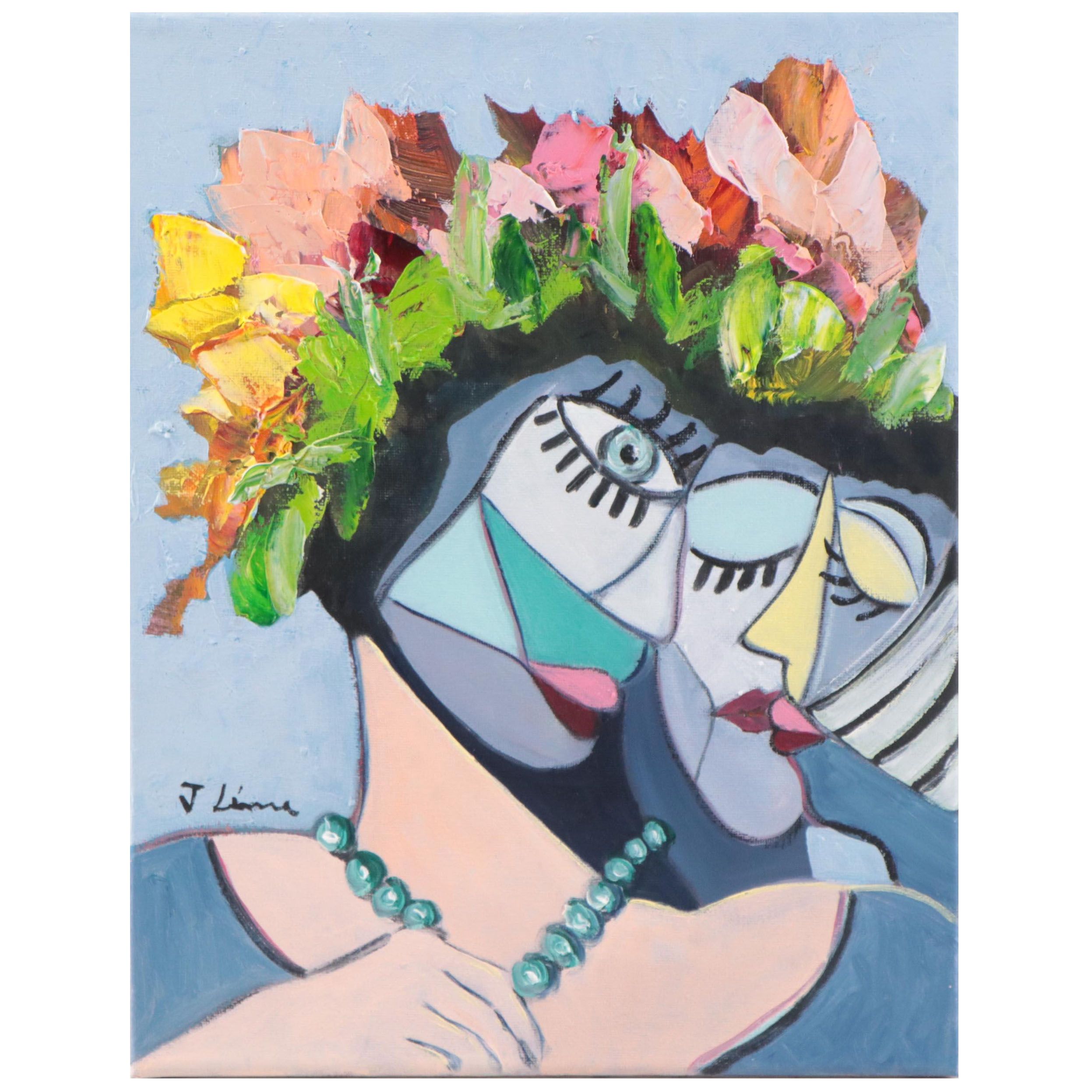 José M. Lima Cubist Style Portrait Oil Painting, 2023