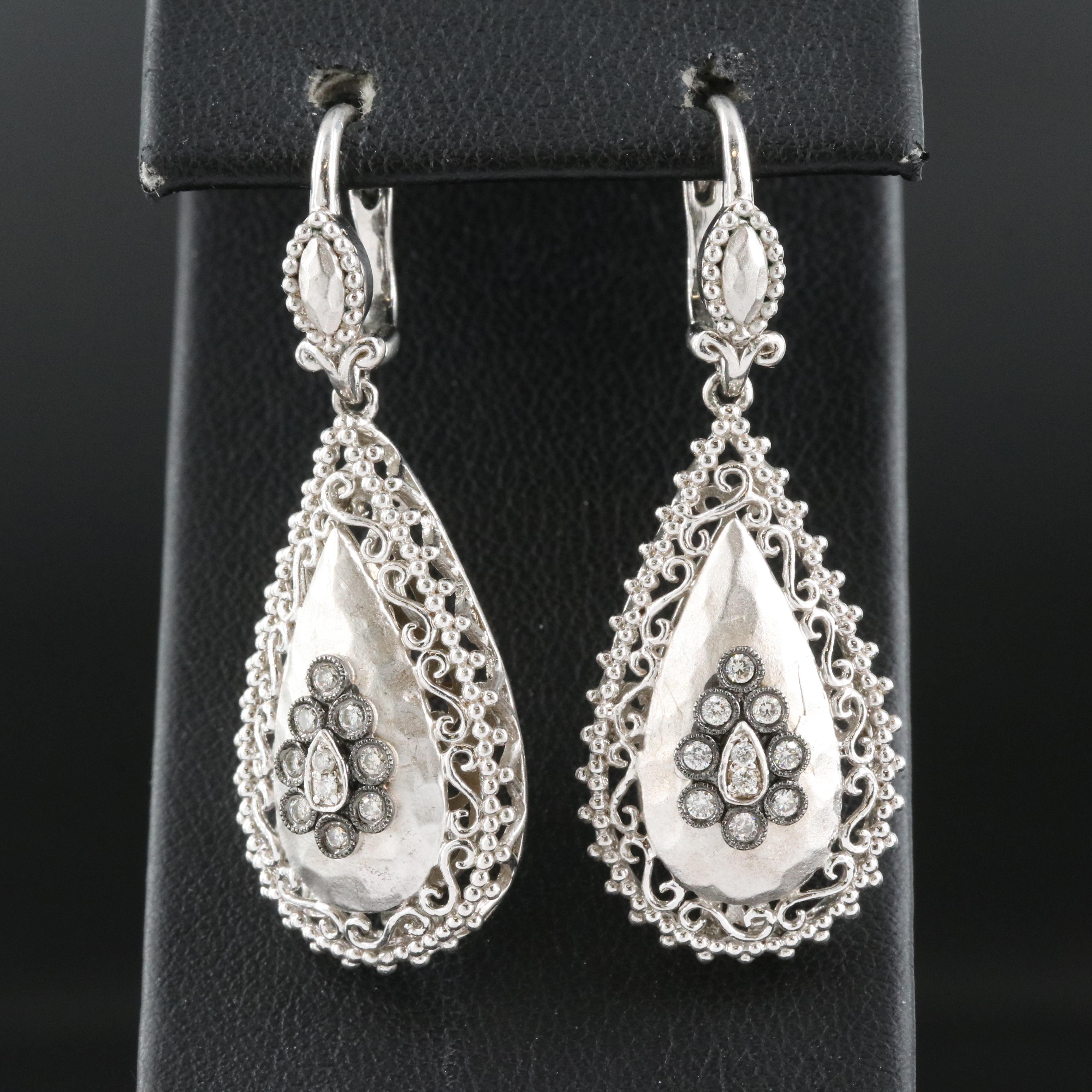 Gabriel & Co Sterling Diamond Scrollwork Earrings
