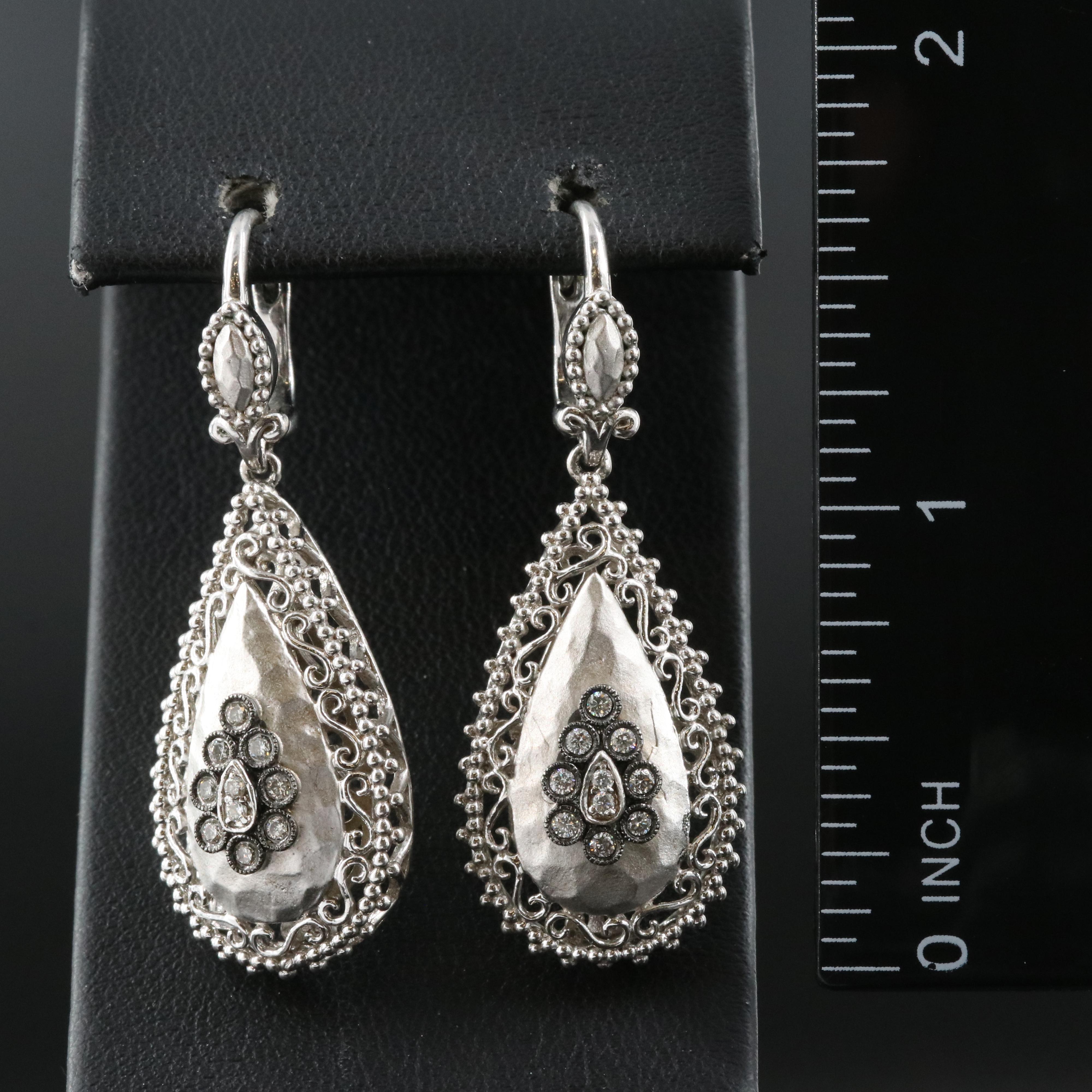 Gabriel & Co Sterling Diamond Scrollwork Earrings