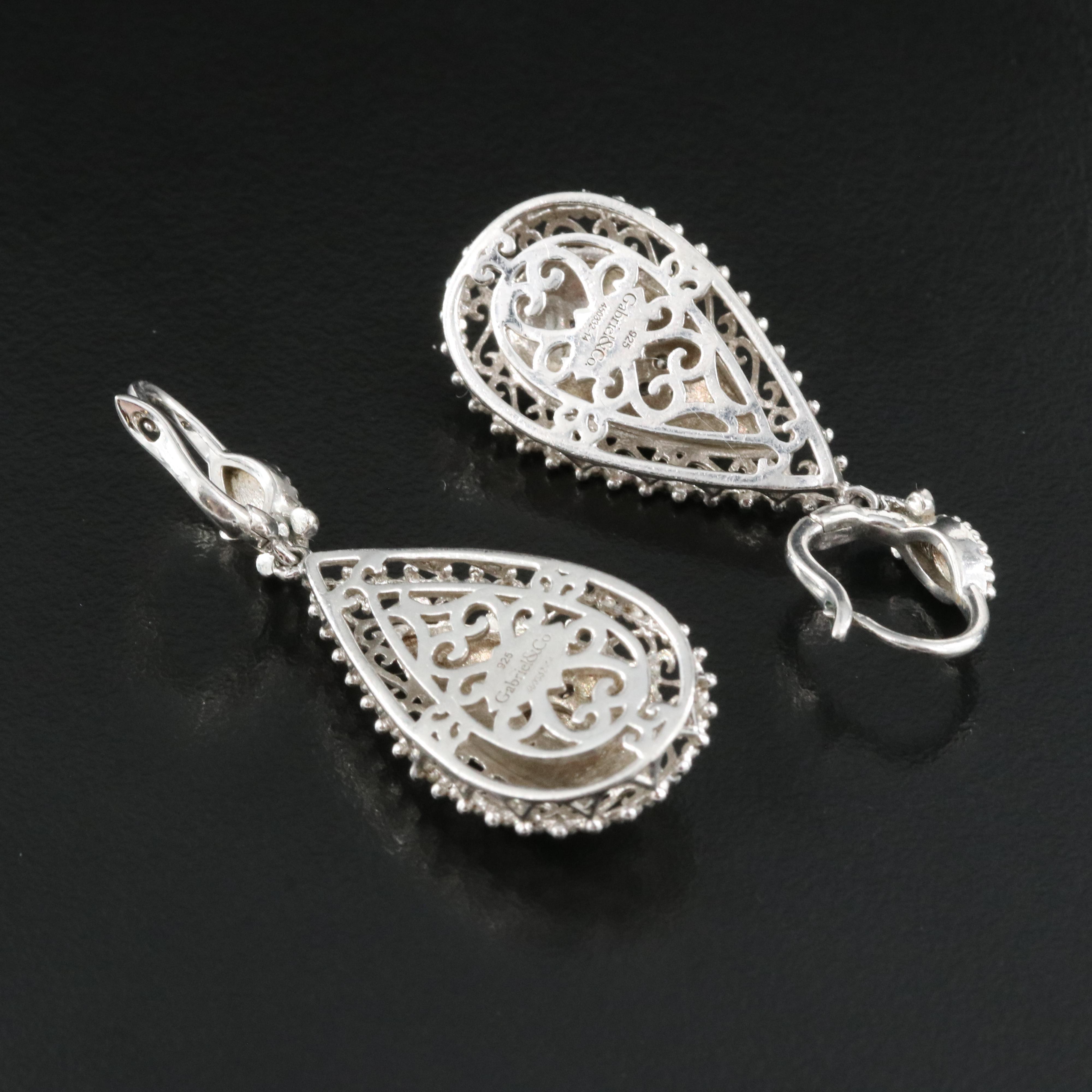 Gabriel & Co Sterling Diamond Scrollwork Earrings