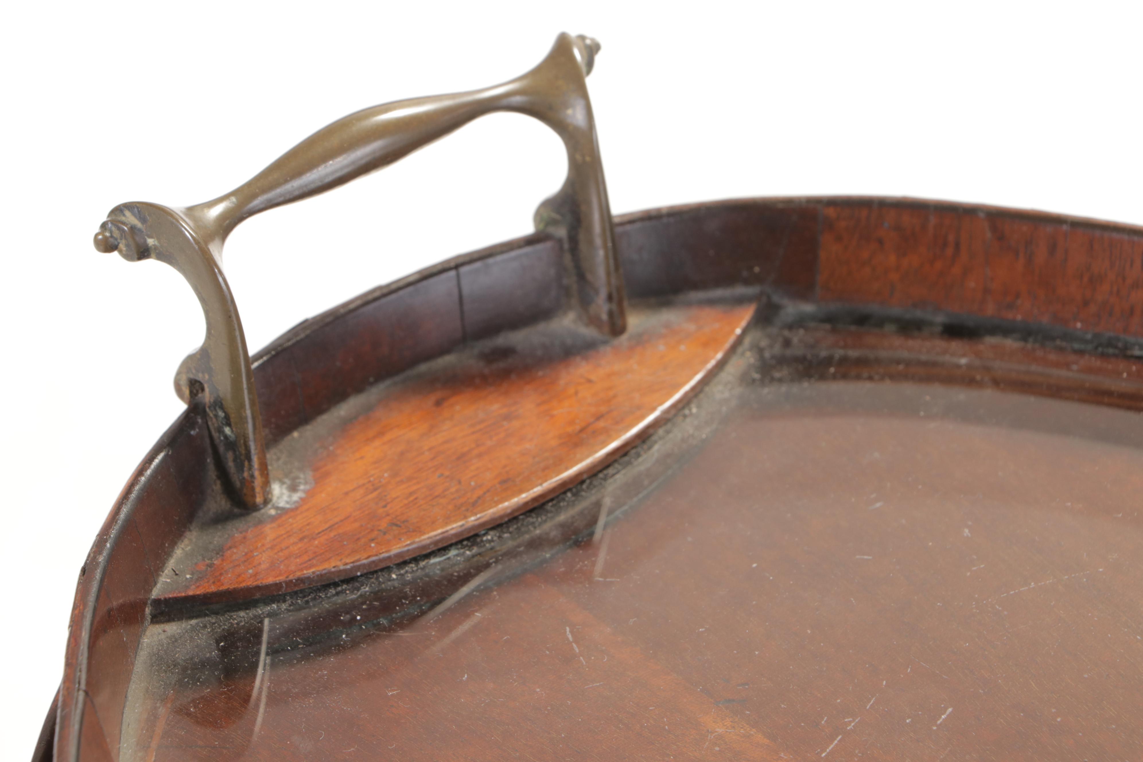 George III Style Mahogany and Marquetry Tray-Top Dessert Table, Early 20th C.