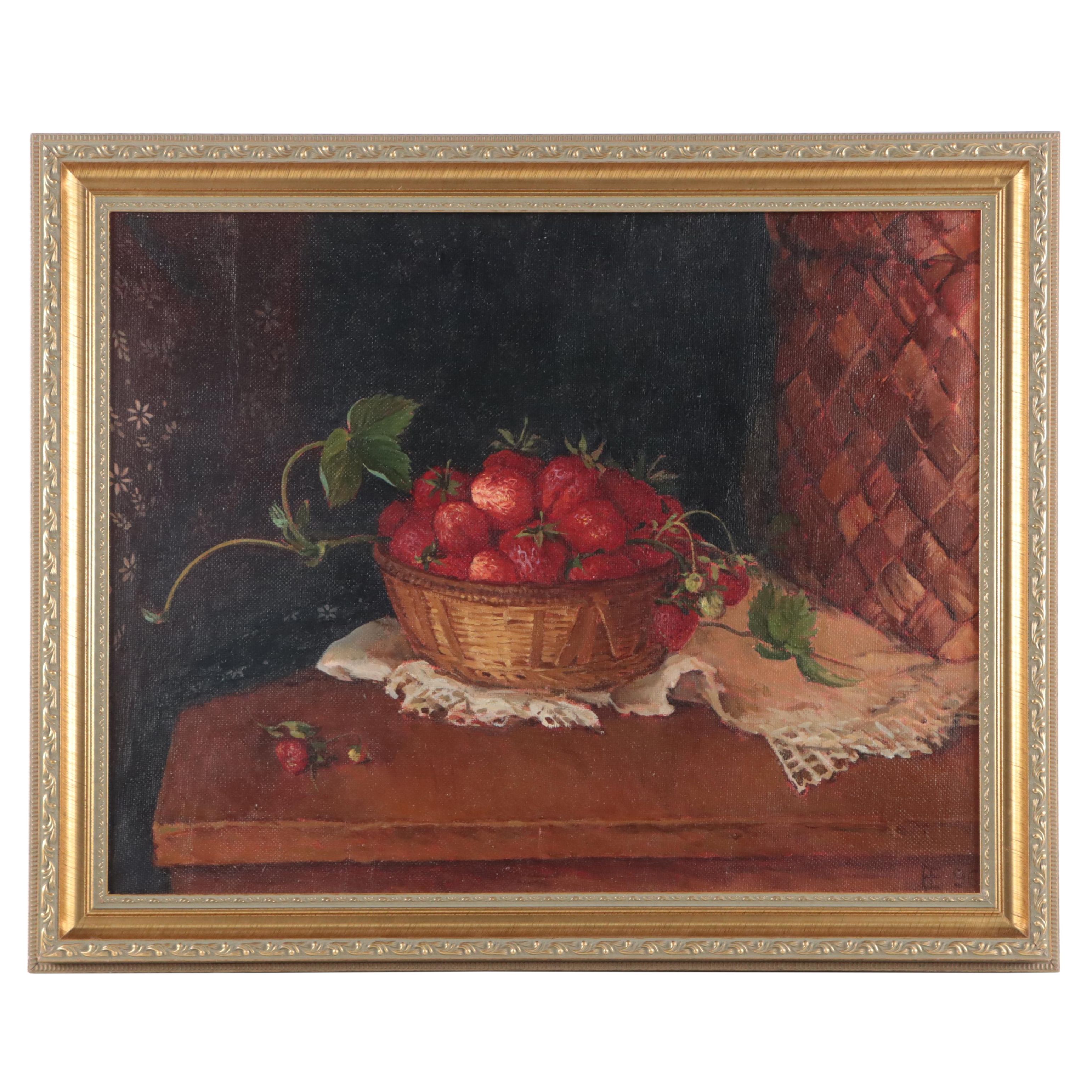 Oil Painting "Still Life With Strawberries," 1996