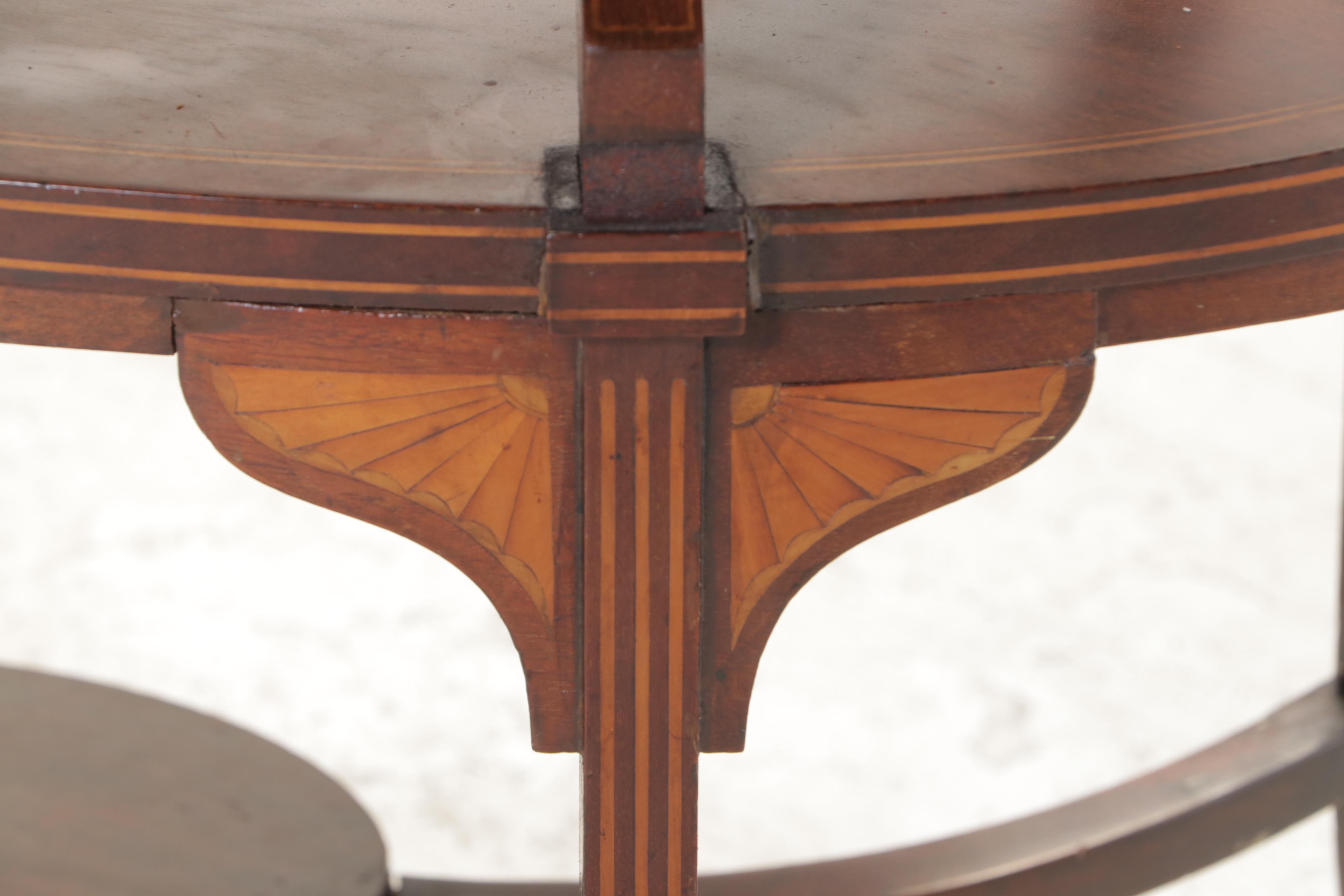 George III Style Mahogany and Marquetry Tray-Top Dessert Table, Early 20th C.