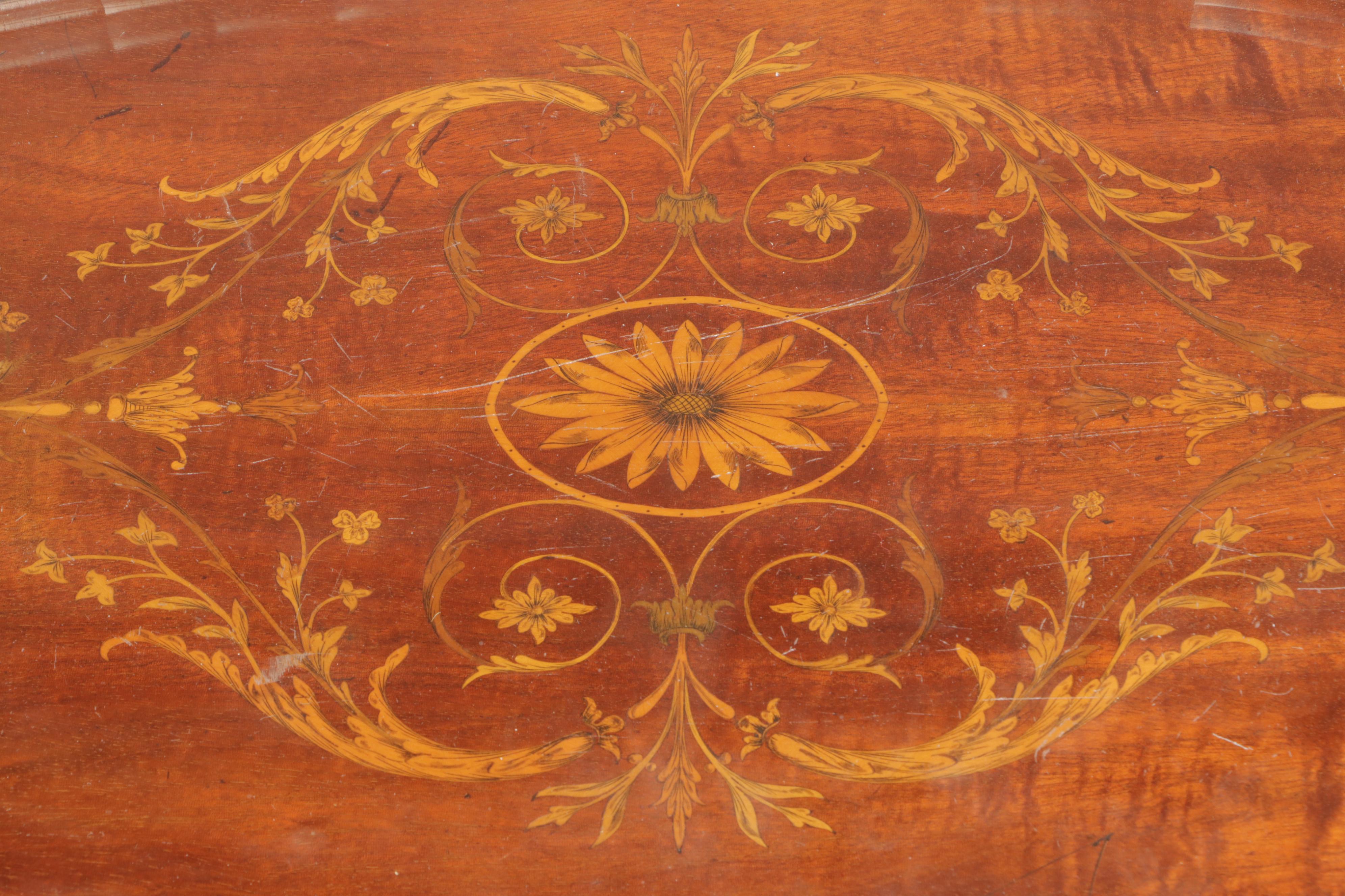 George III Style Mahogany and Marquetry Tray-Top Dessert Table, Early 20th C.