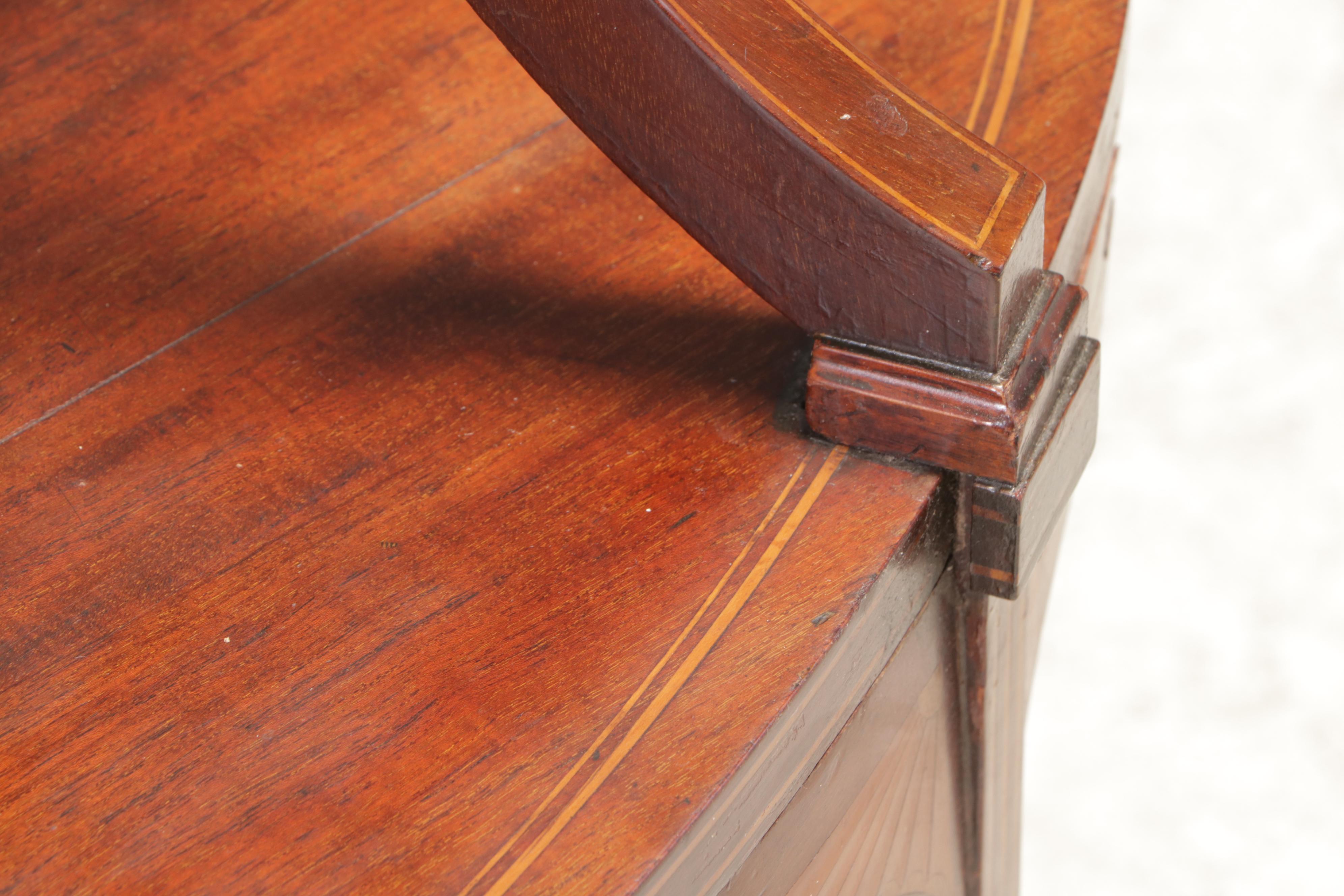 George III Style Mahogany and Marquetry Tray-Top Dessert Table, Early 20th C.