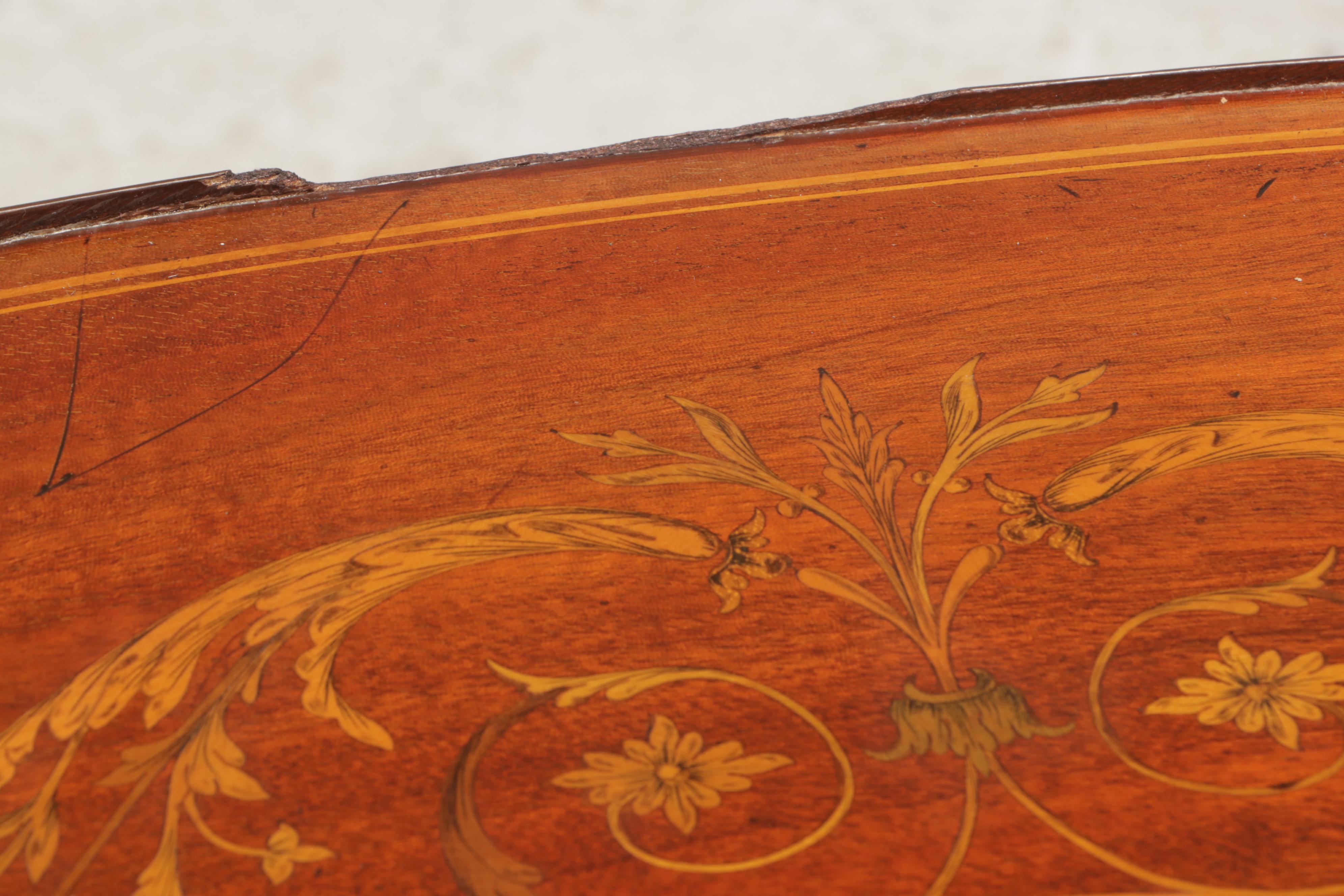 George III Style Mahogany and Marquetry Tray-Top Dessert Table, Early 20th C.