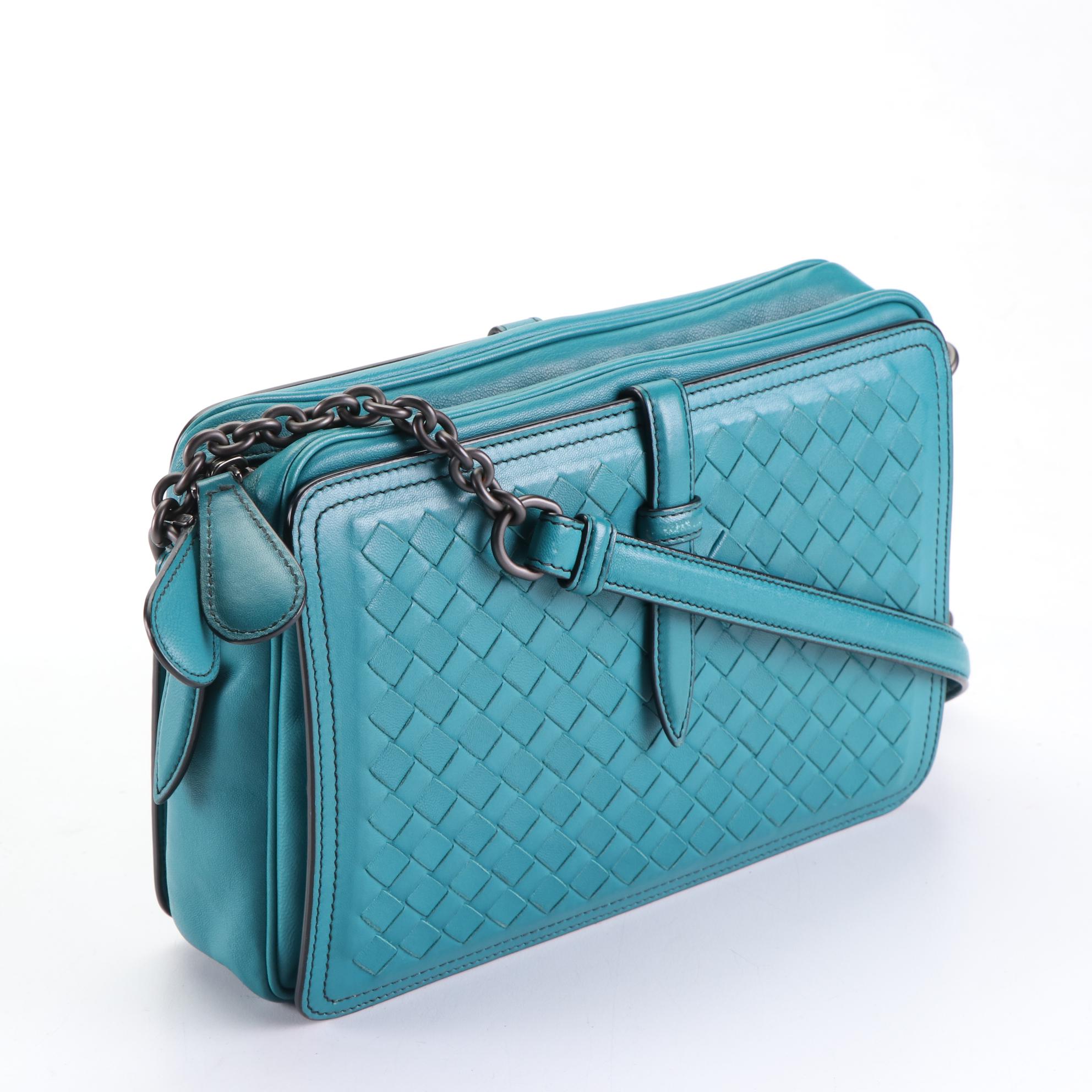 Bottega Veneta Belt Flap Camera Bag in Intrecciato Nappa Leather