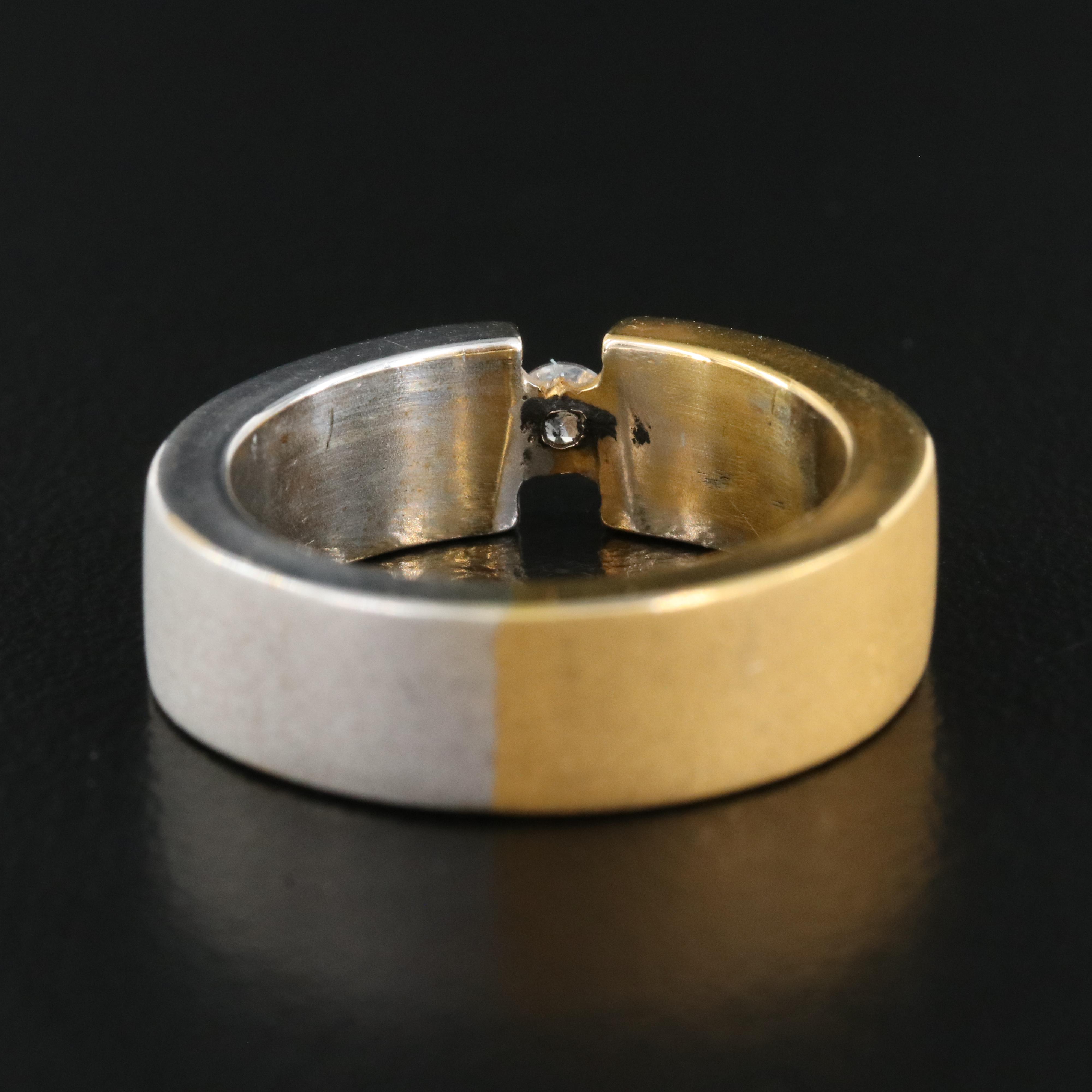 18K Two Tone Cubic Zirconia Band