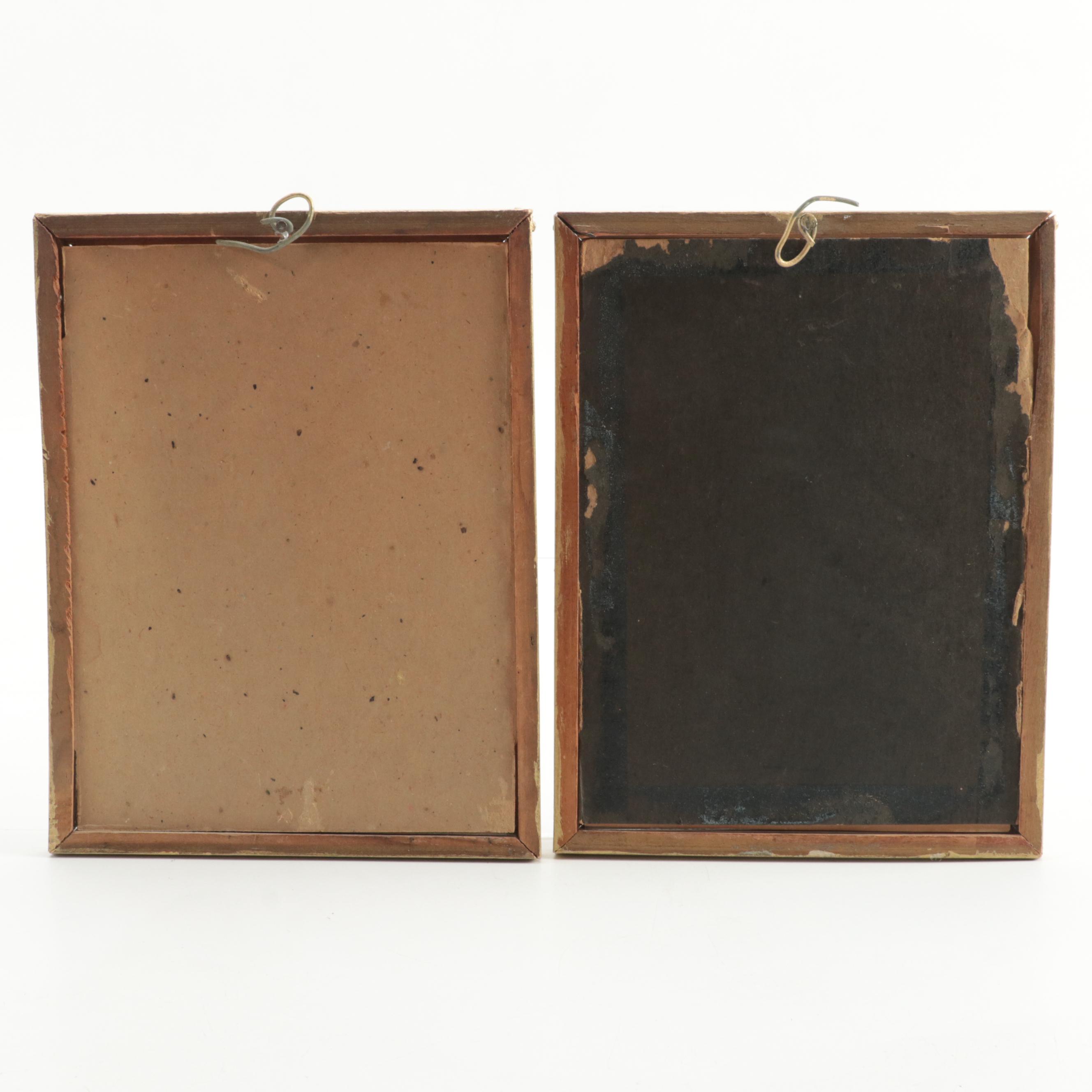 Framed Reverse Convex Glass Silhouettes Over Landscape Scenes