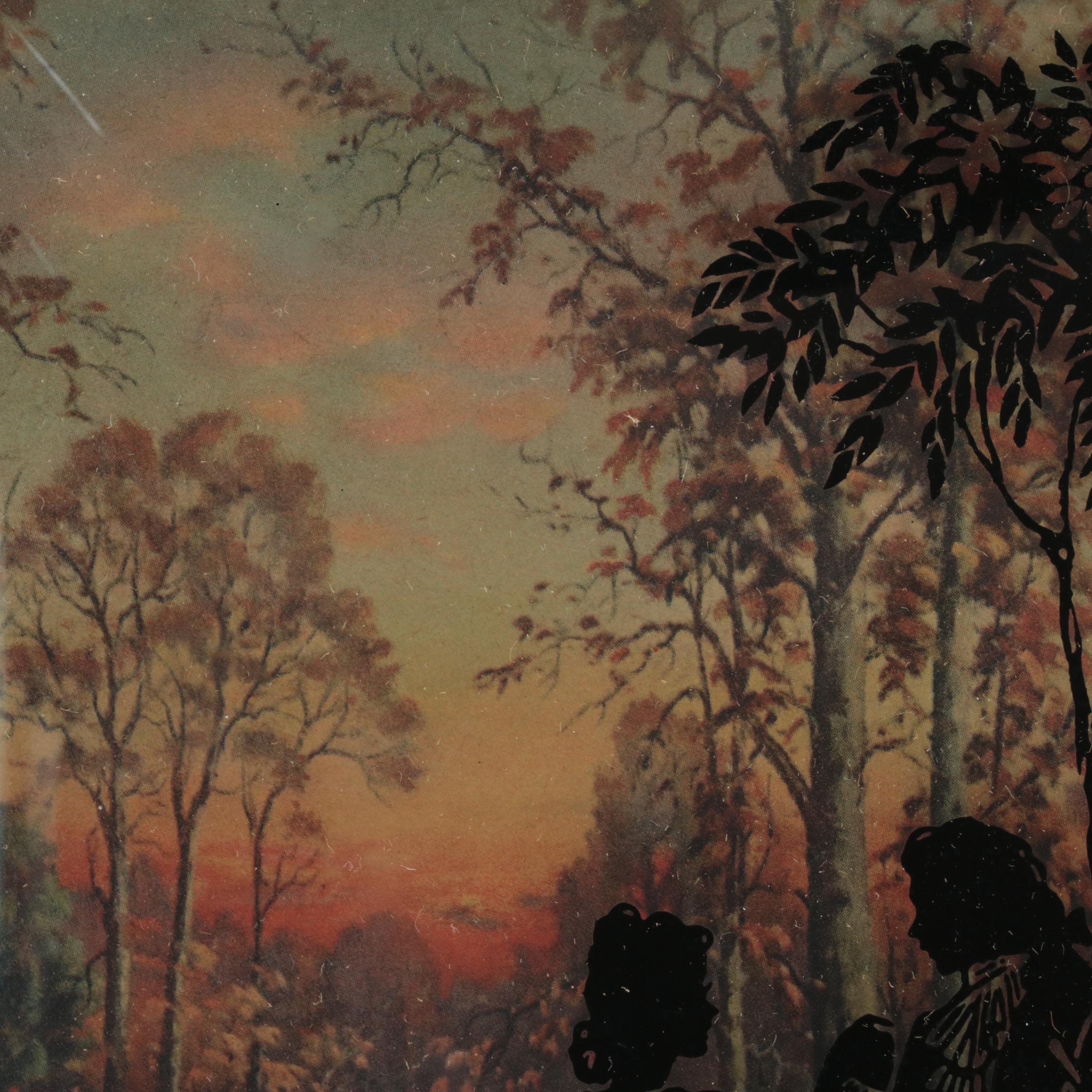 Framed Reverse Convex Glass Silhouettes Over Landscape Scenes