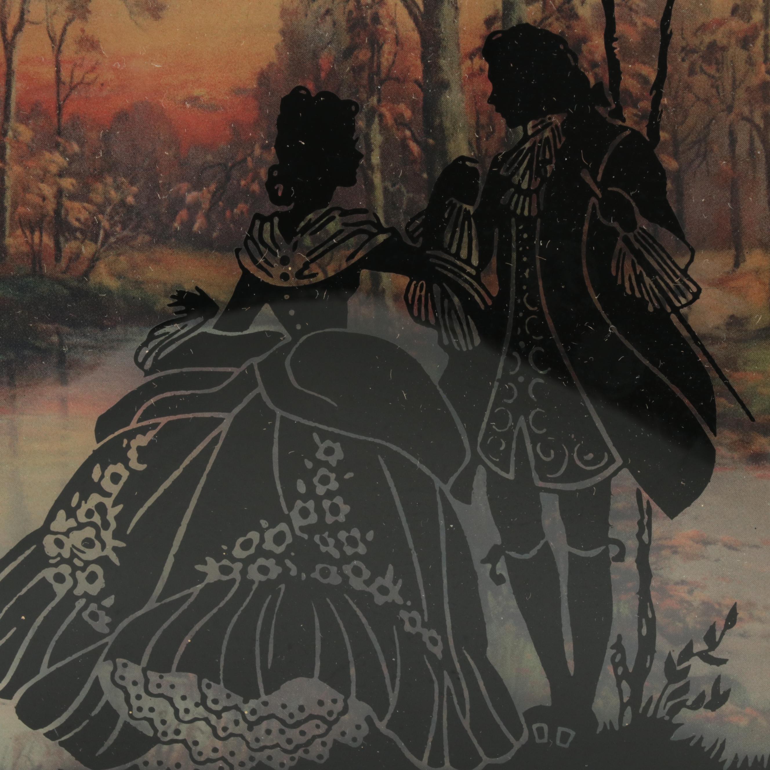 Framed Reverse Convex Glass Silhouettes Over Landscape Scenes