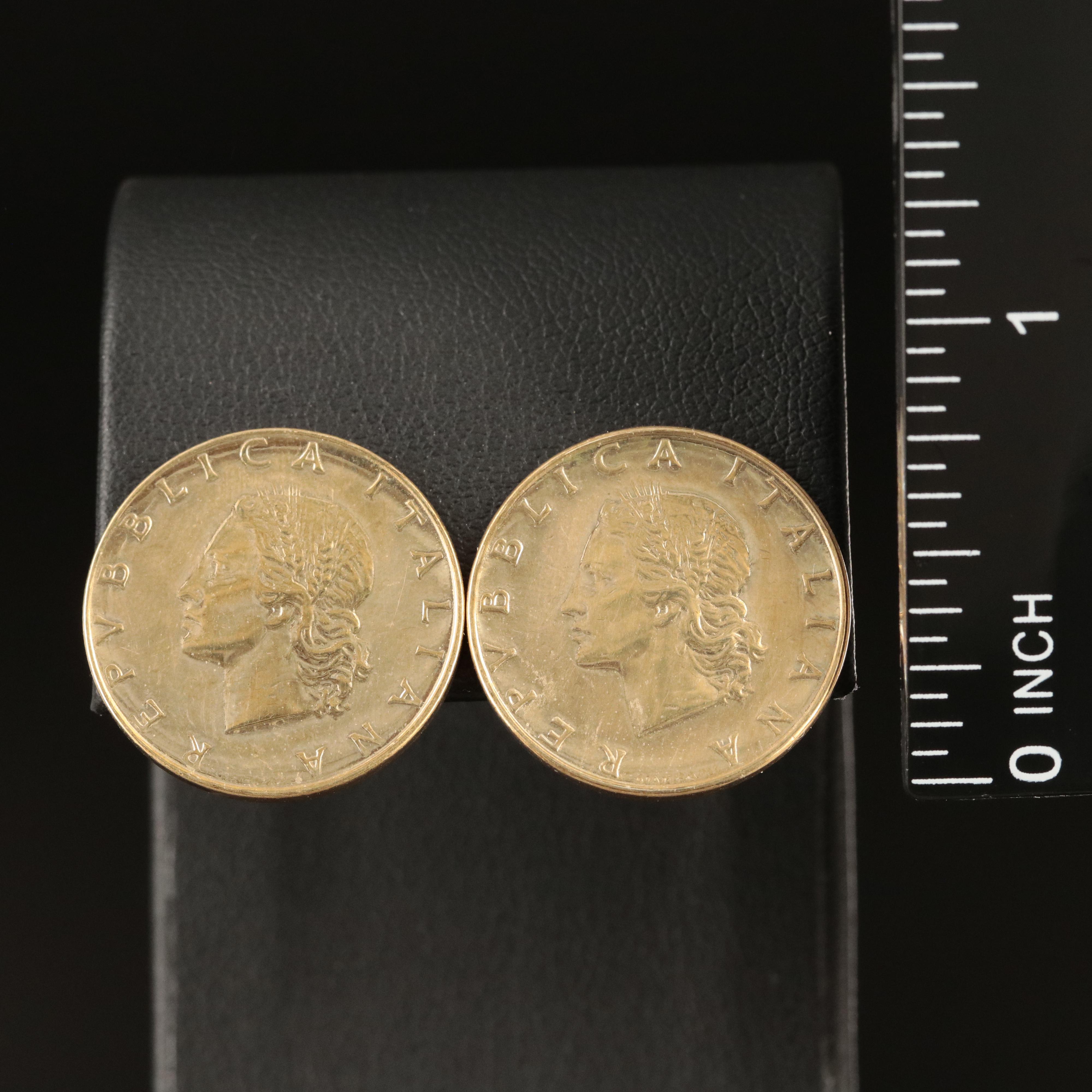 20-Lire Italian Coin Earrings with 14K Components