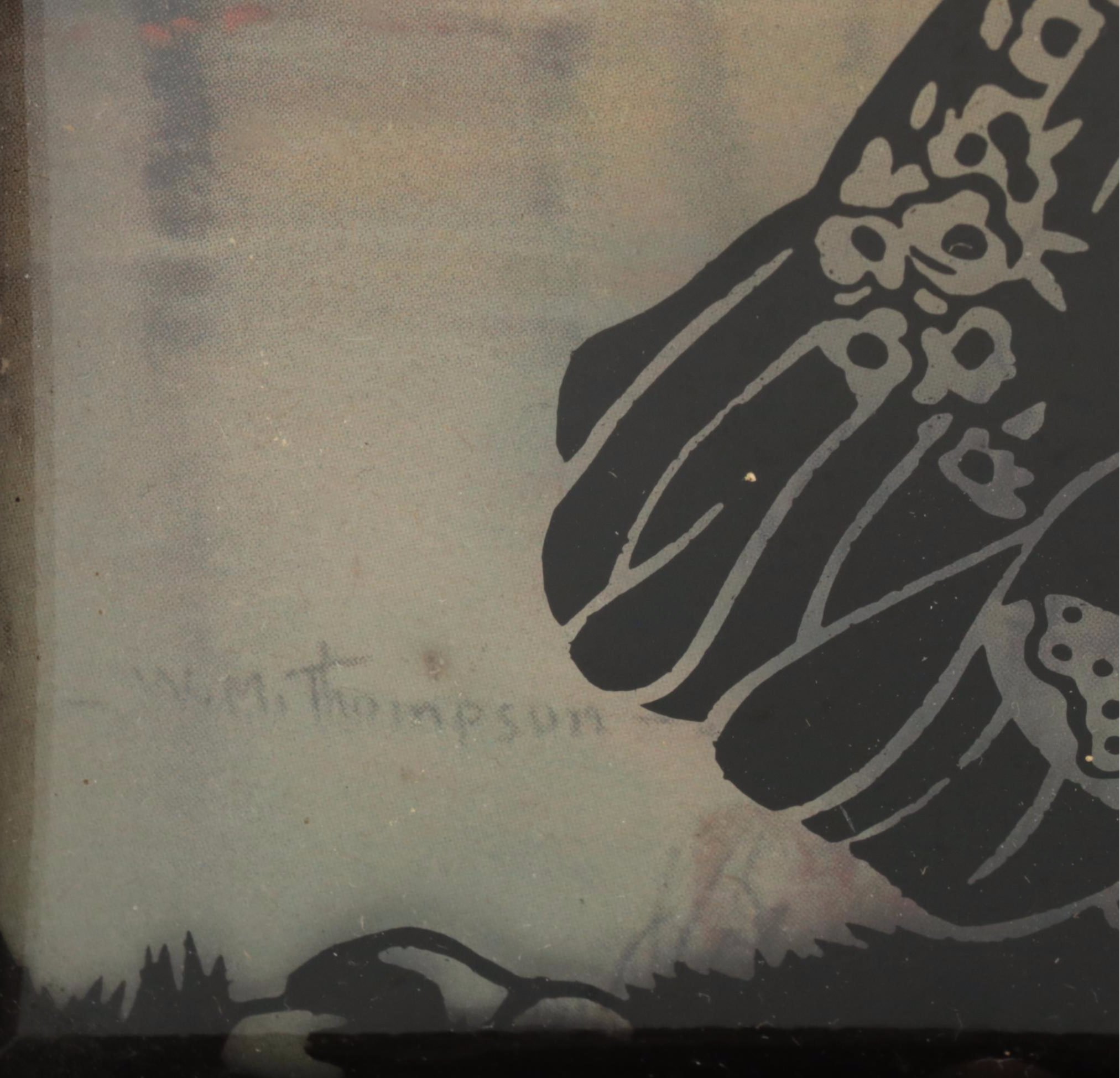 Framed Reverse Convex Glass Silhouettes Over Landscape Scenes