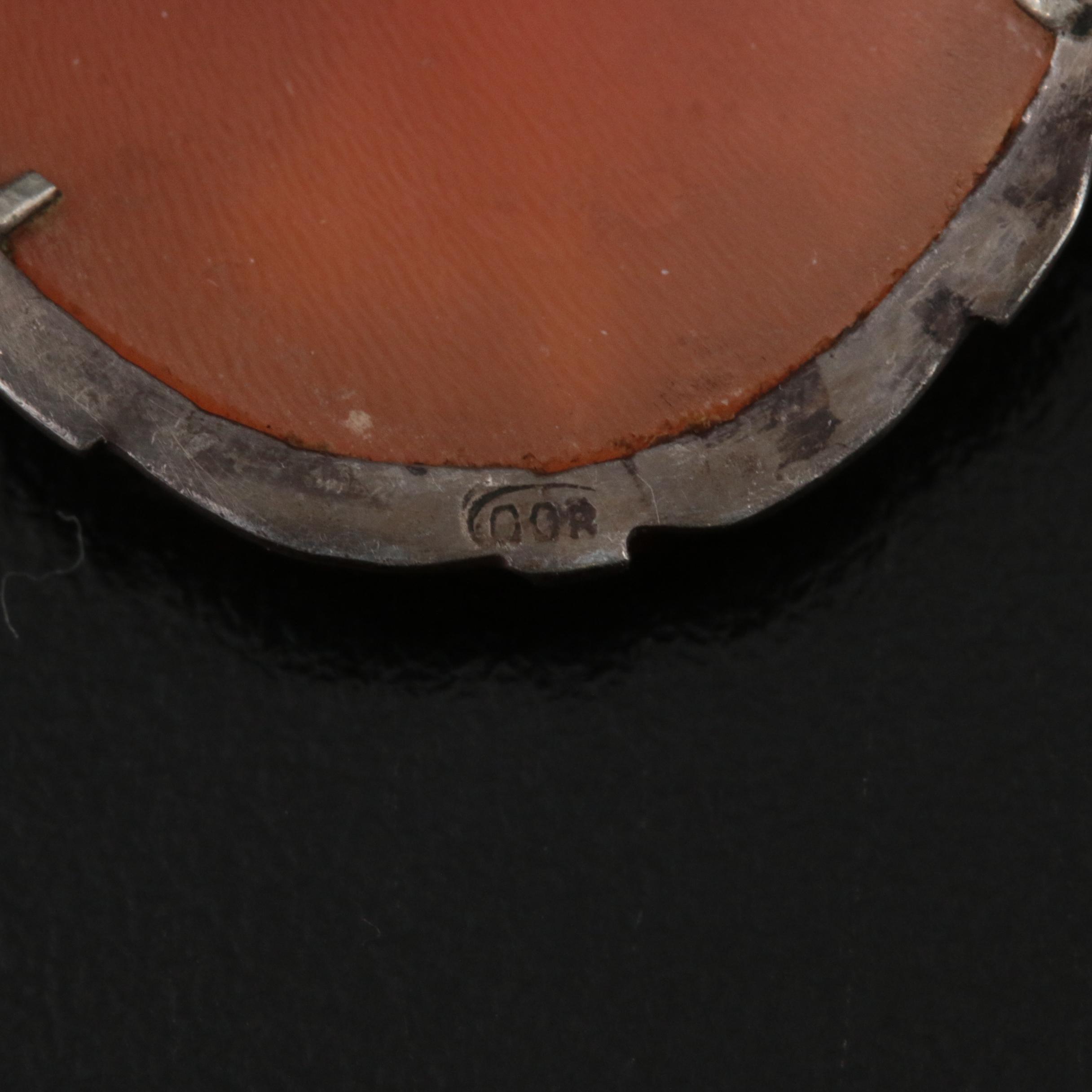 Sterling and 800 Silver Jewelry Grouping Featuring 14K Shell Cameo Brooch