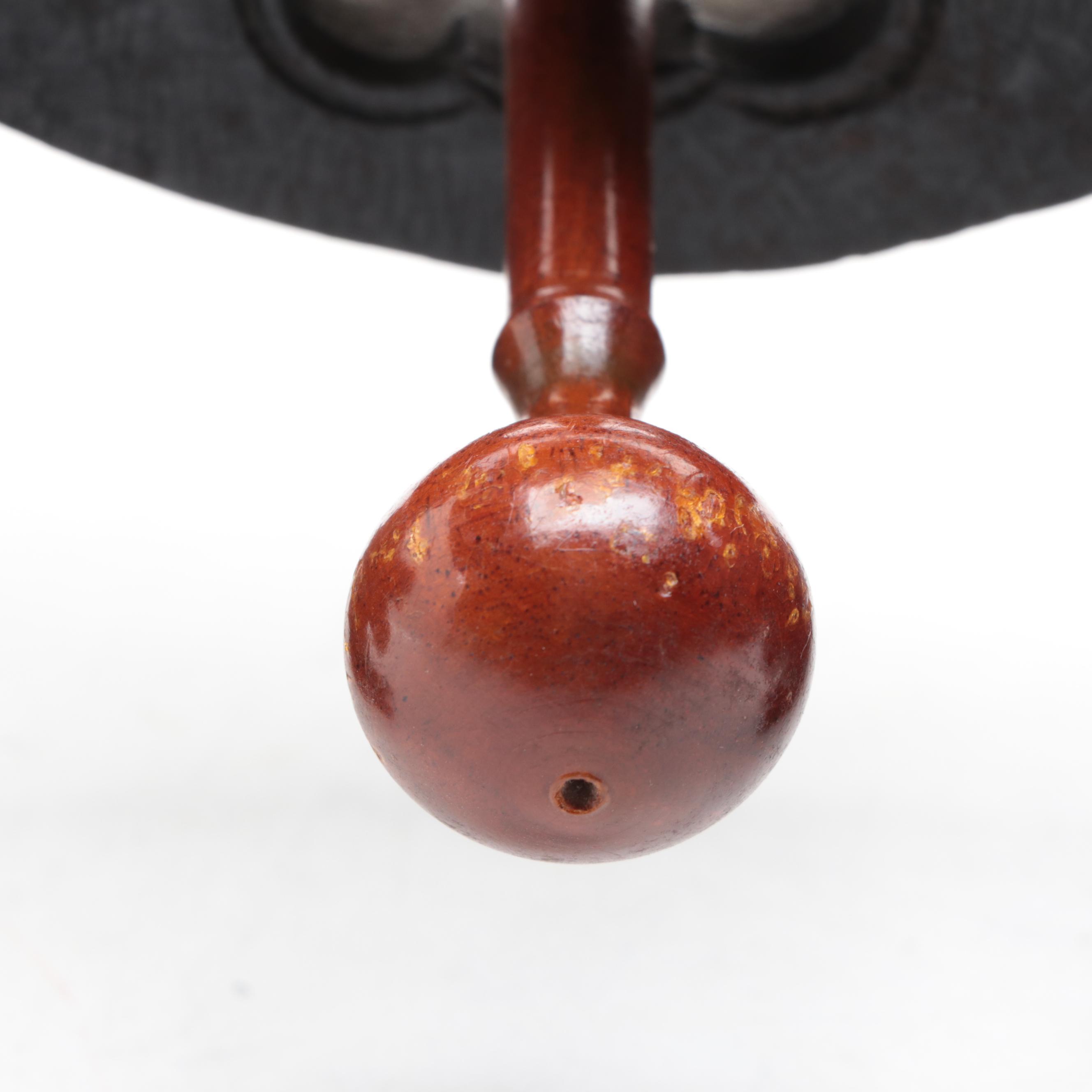 Chinese Dragon and Guardian Lion Brass, Wood and Metal Temple Gong Bell, 20th C.