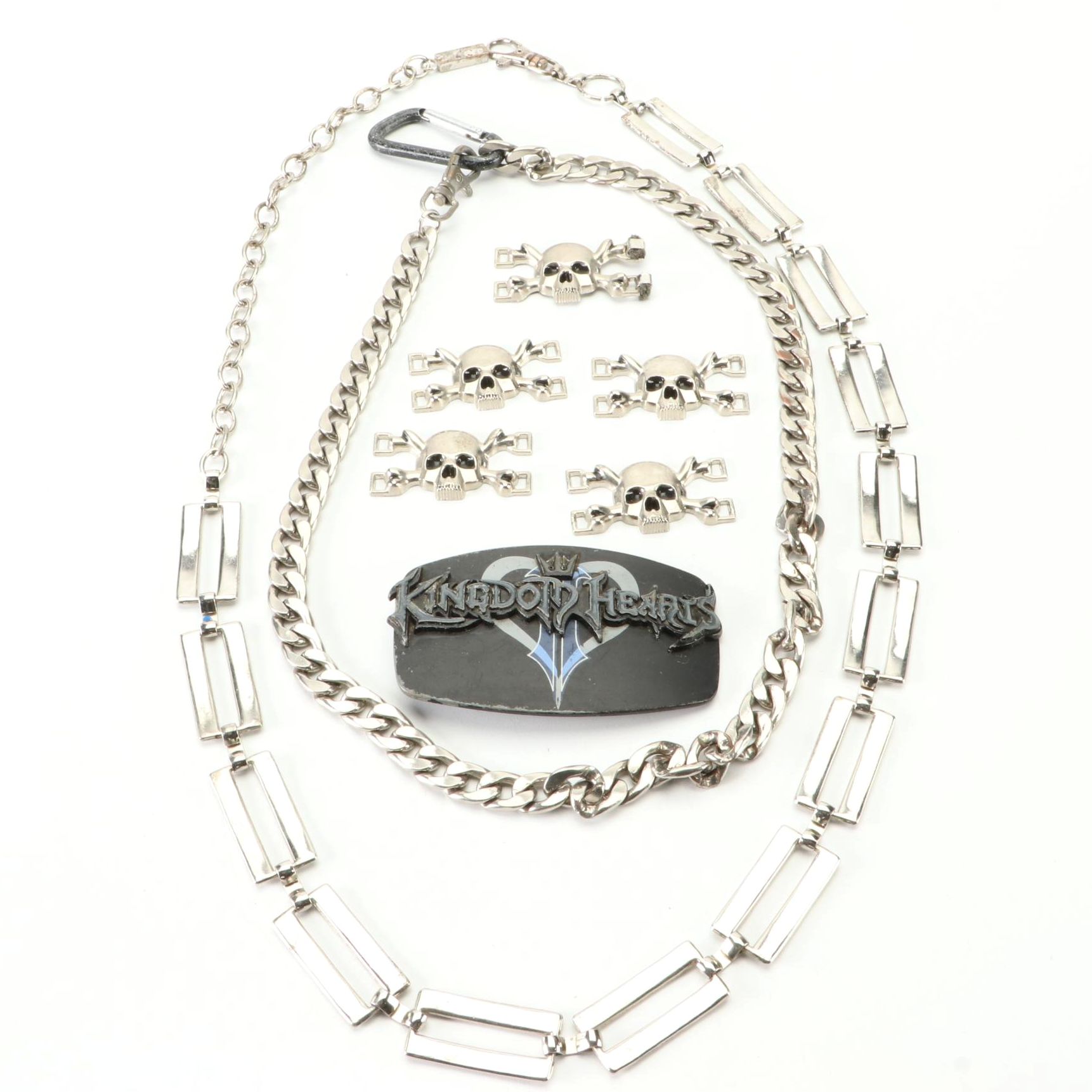 Disney Kingdom Hearts Belt Buckle, Rectangular Link Belt, Curb Chain, and More