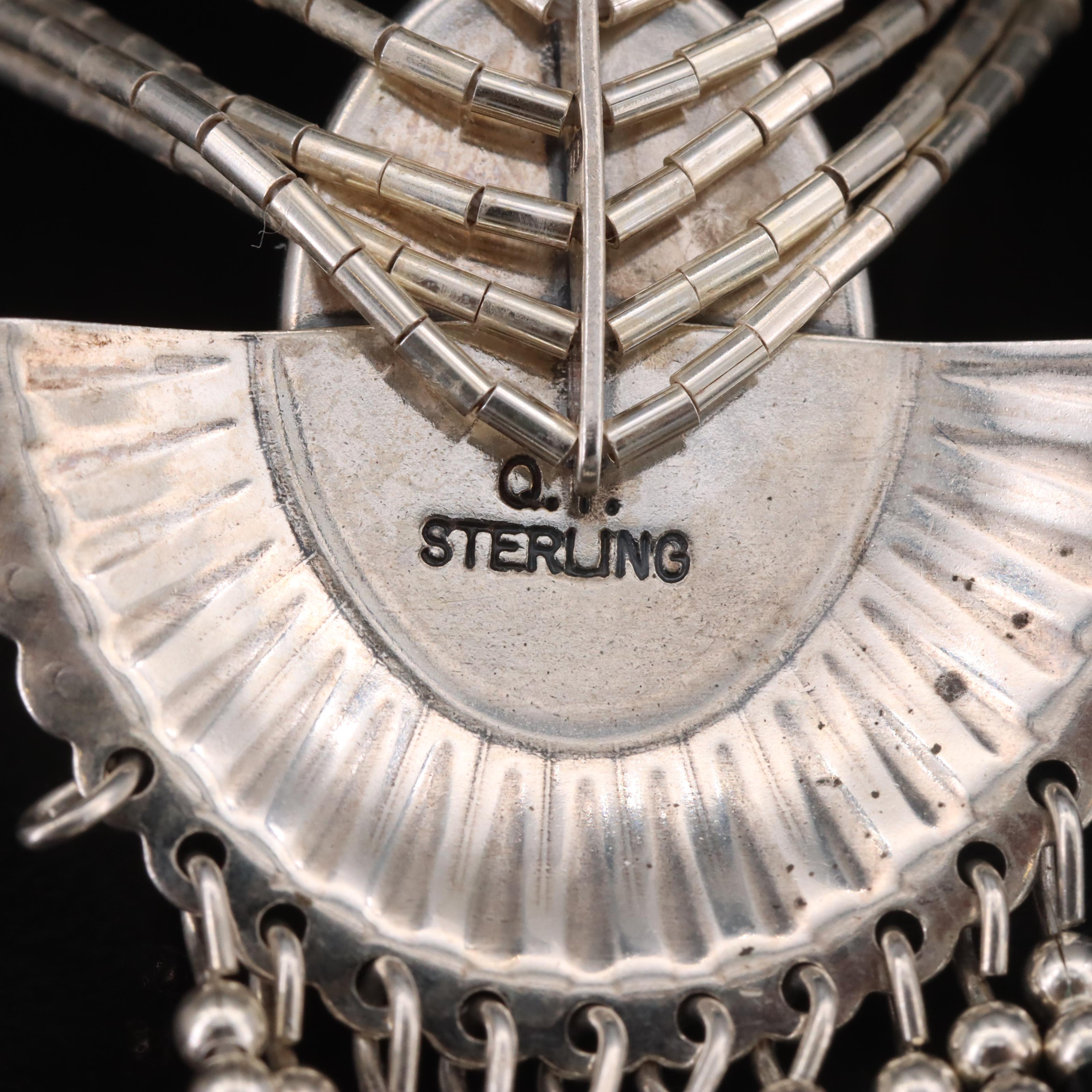 Southwestern Sterling Gemstone Inlay Necklace