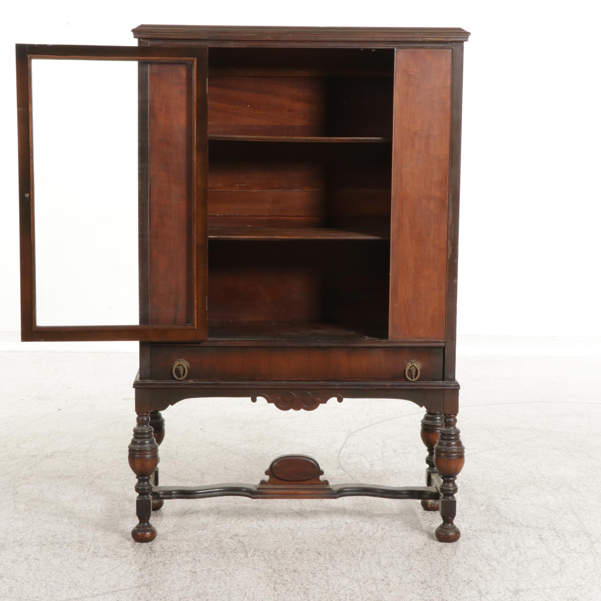 Showers Bros. Company Jacobean Revival Mahogany China Cabinet, 1930s