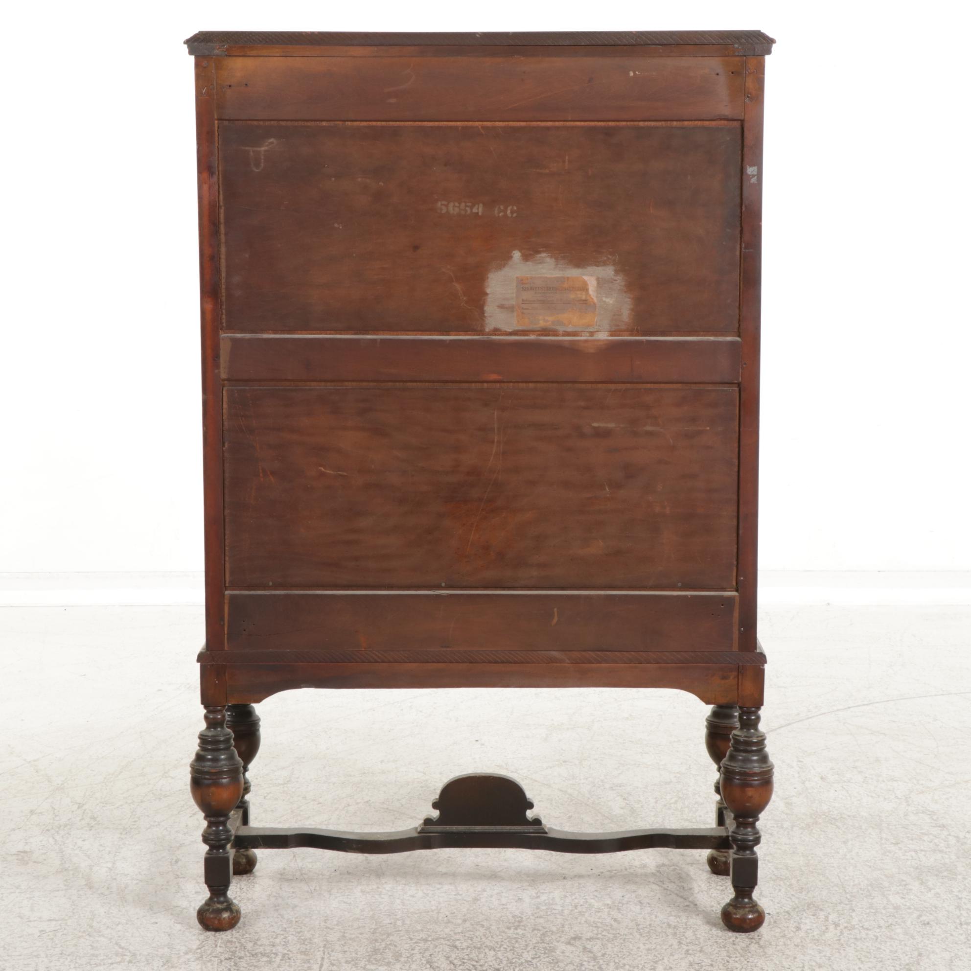 Showers Bros. Company Jacobean Revival Mahogany China Cabinet, 1930s