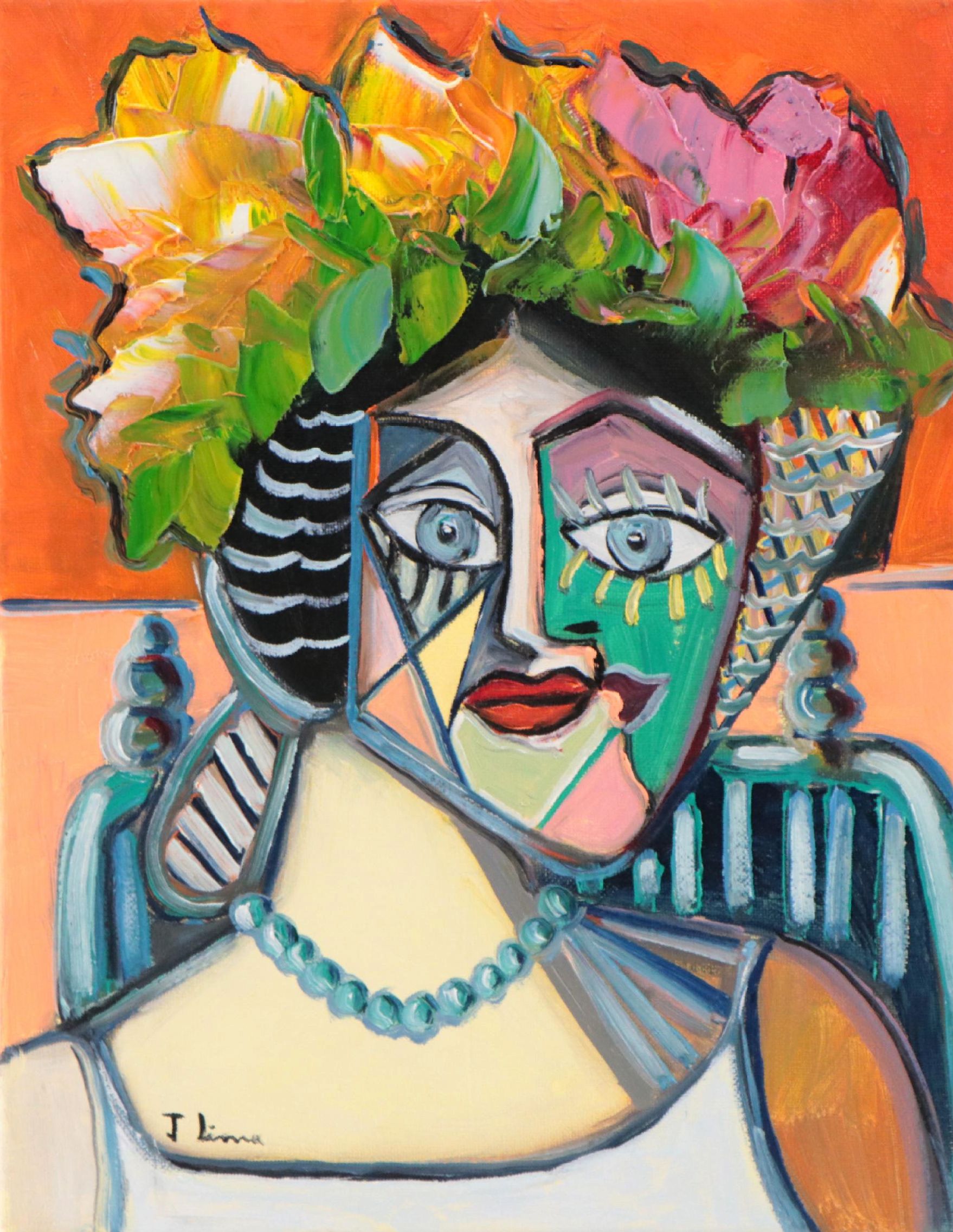 José M. Lima Cubist Style Portrait Oil Painting, 2023