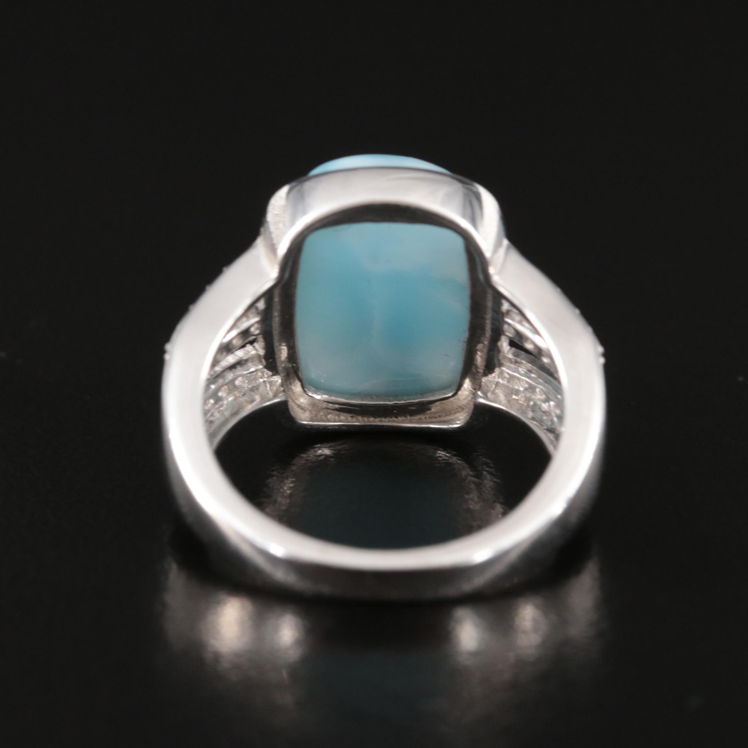 Sterling Larimar and Zircon Ring