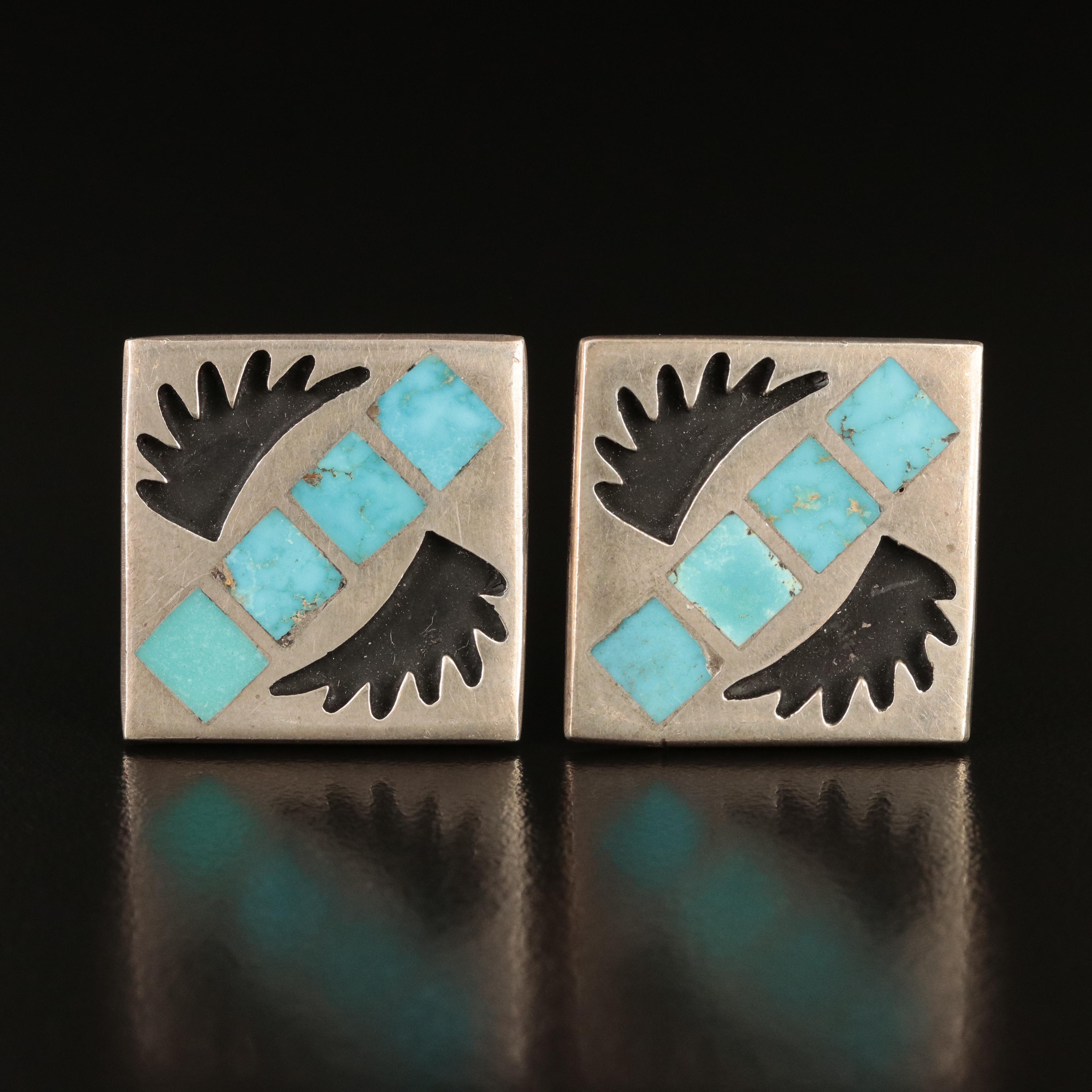 Southwestern Style Sterling Turquoise Cufflinks