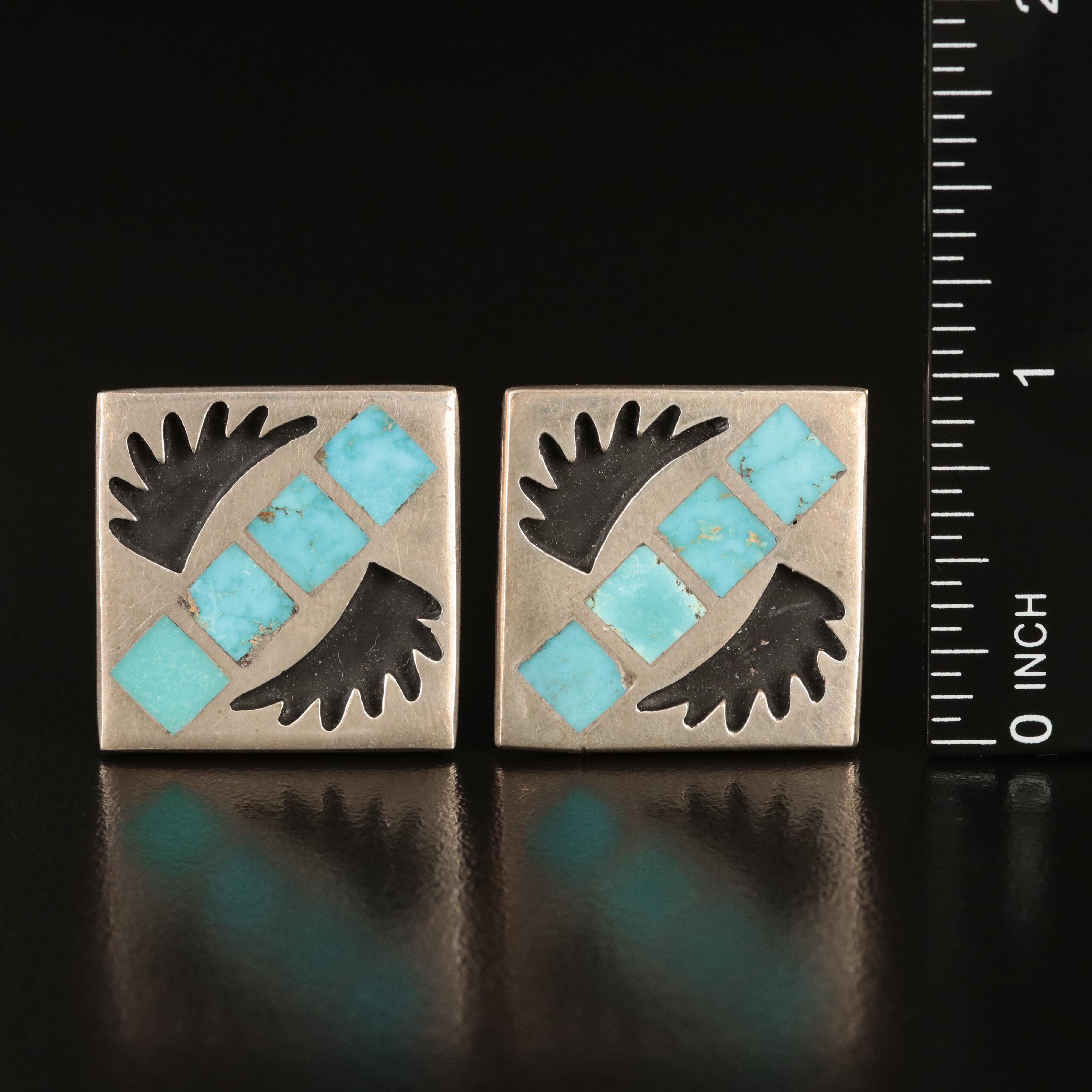 Southwestern Style Sterling Turquoise Cufflinks