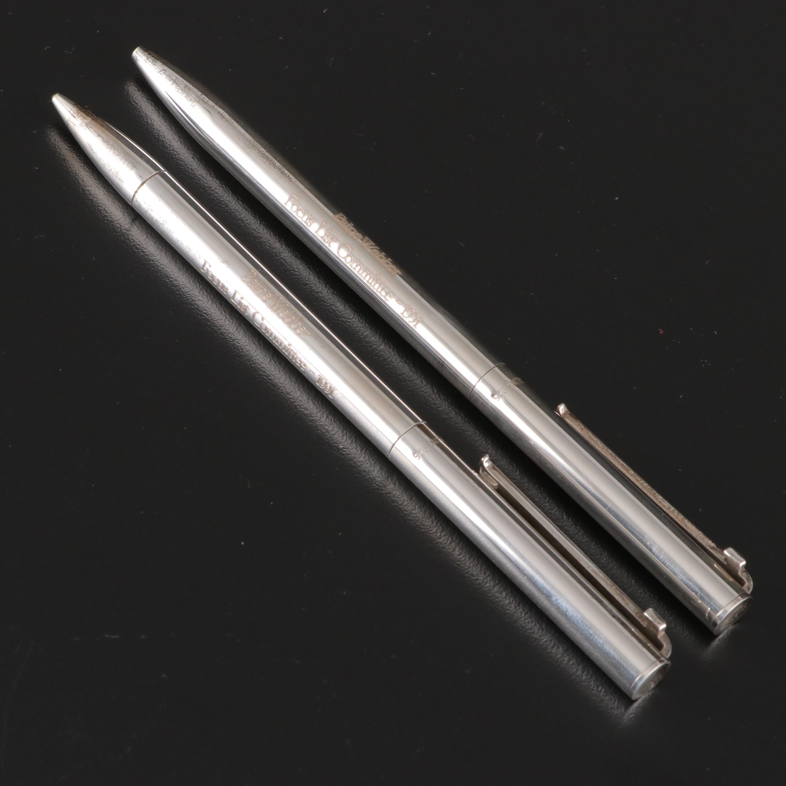 Tiffany & Co. Sterling Silver T-Clip Ballpoint Pen and Pencil Set