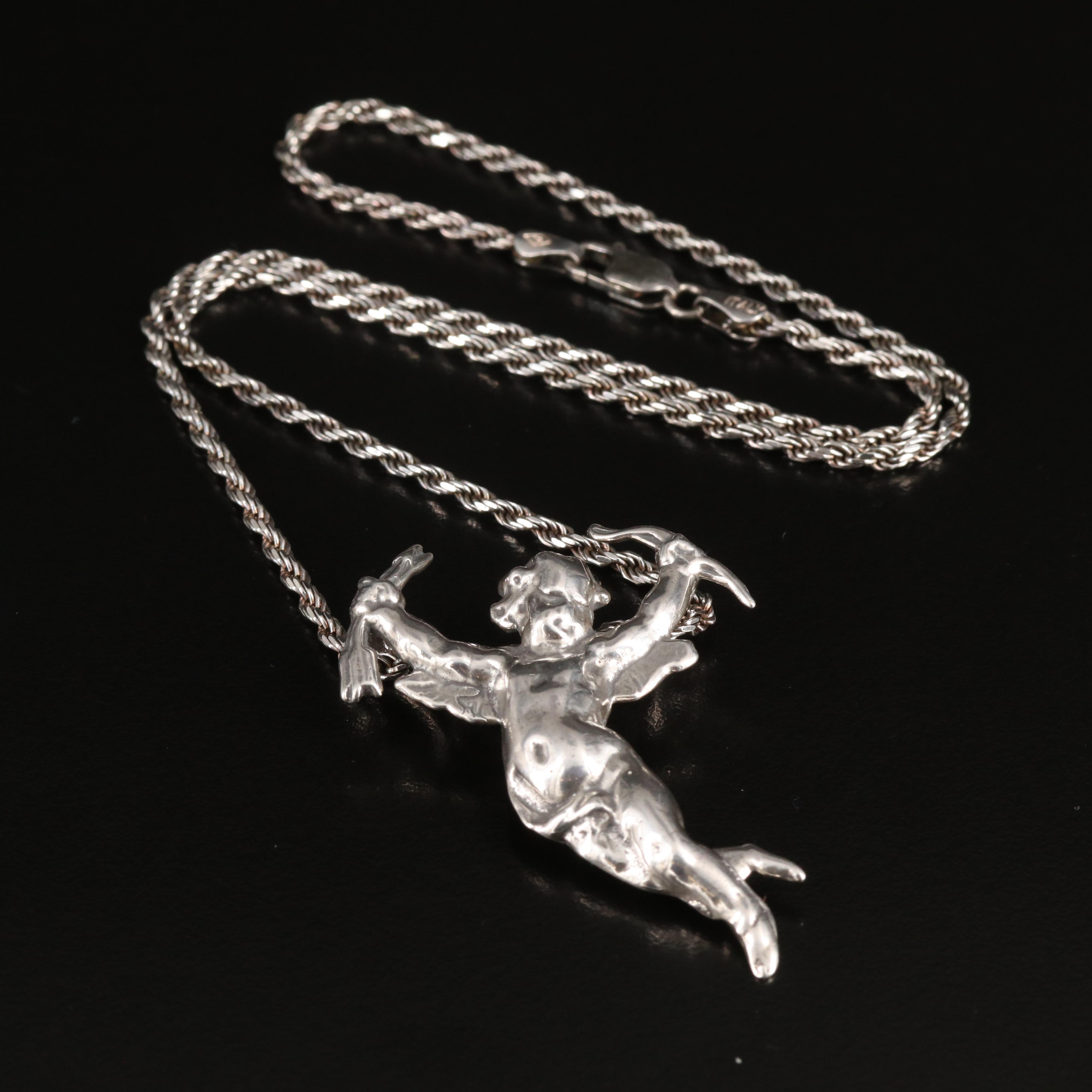 Sterling Cupid Pendant Necklace