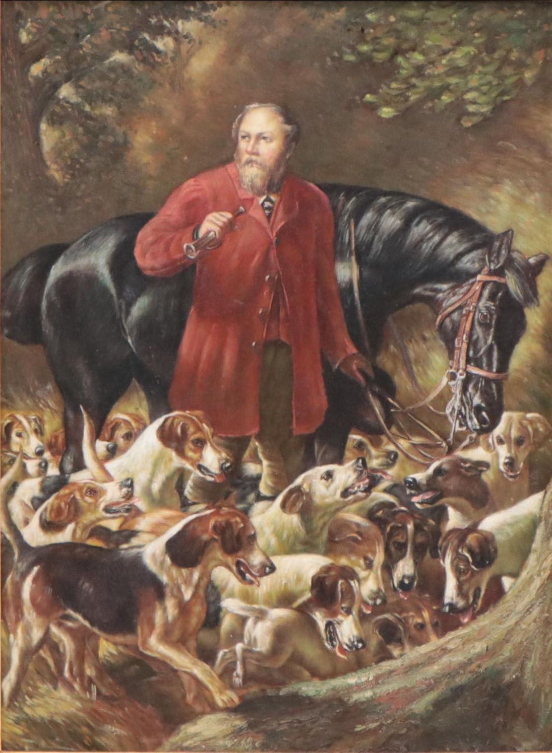 Sporting Oil Painting of an English Fox Hunting Scene