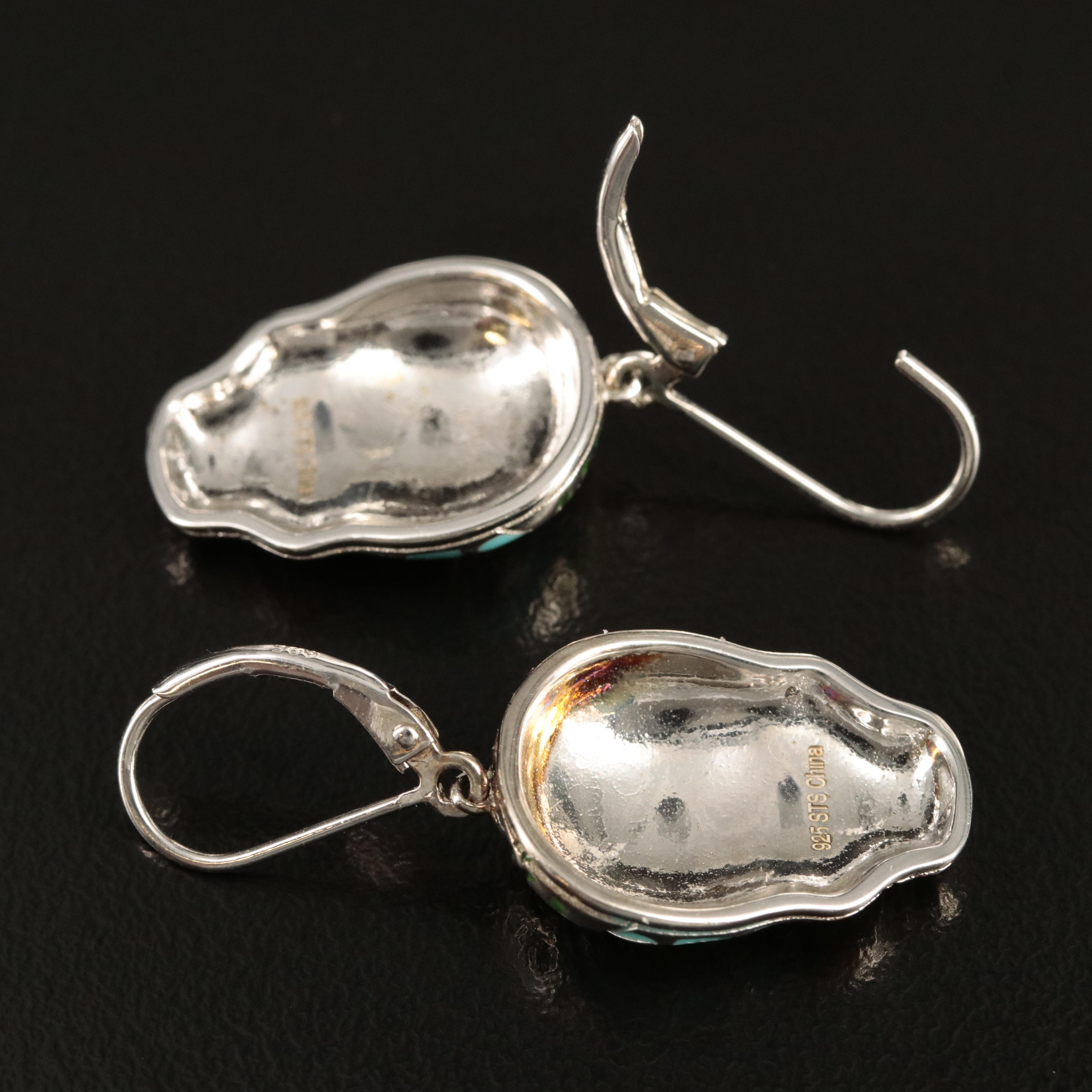Sterling Calavera Enamel Earrings