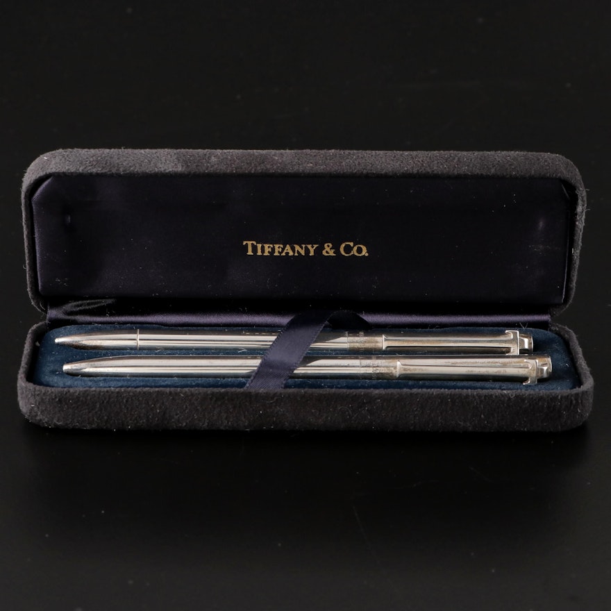 Tiffany & Co. Sterling Silver T-Clip Ballpoint Pen and Pencil Set