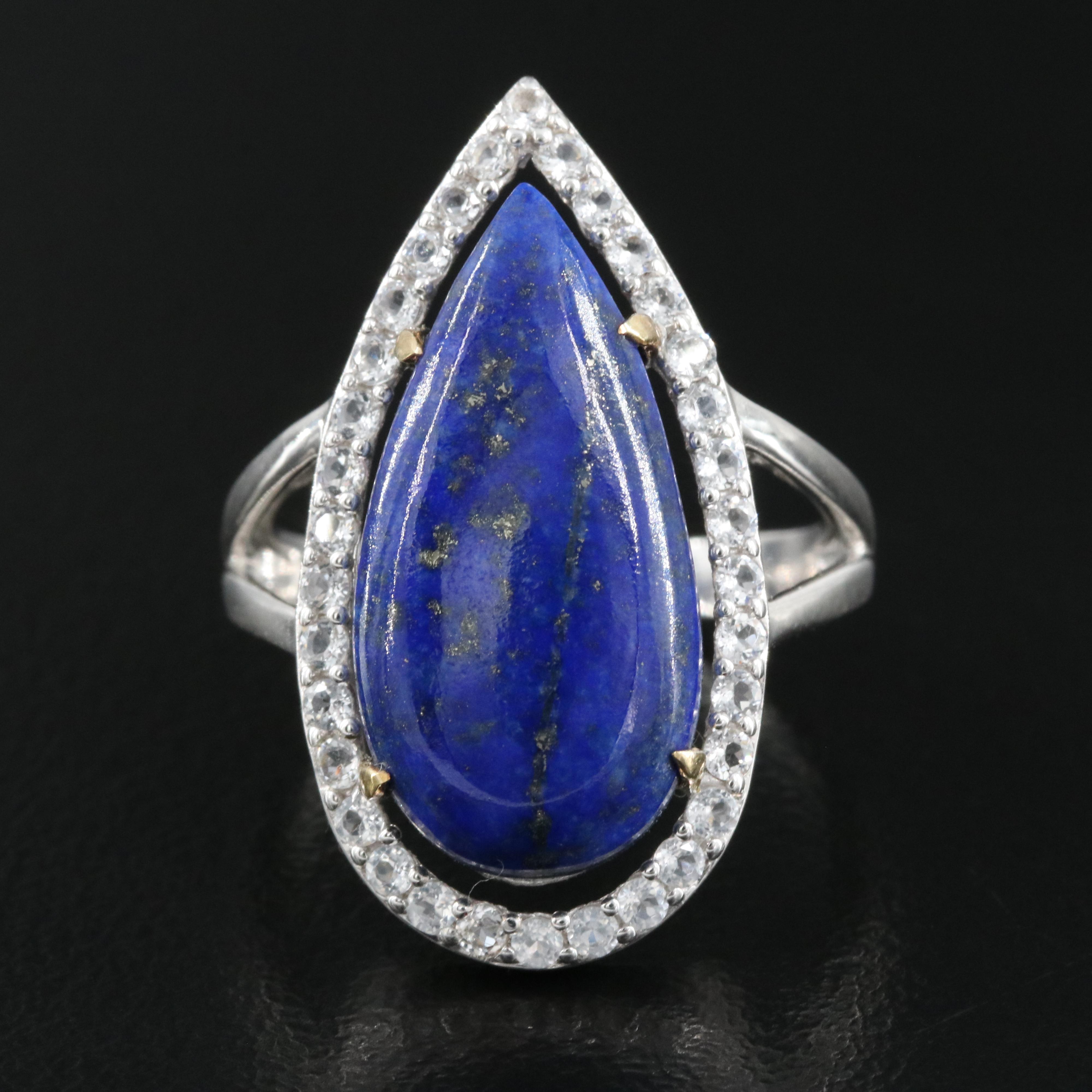 Sterling Lapis Lazuli and Topaz Ring