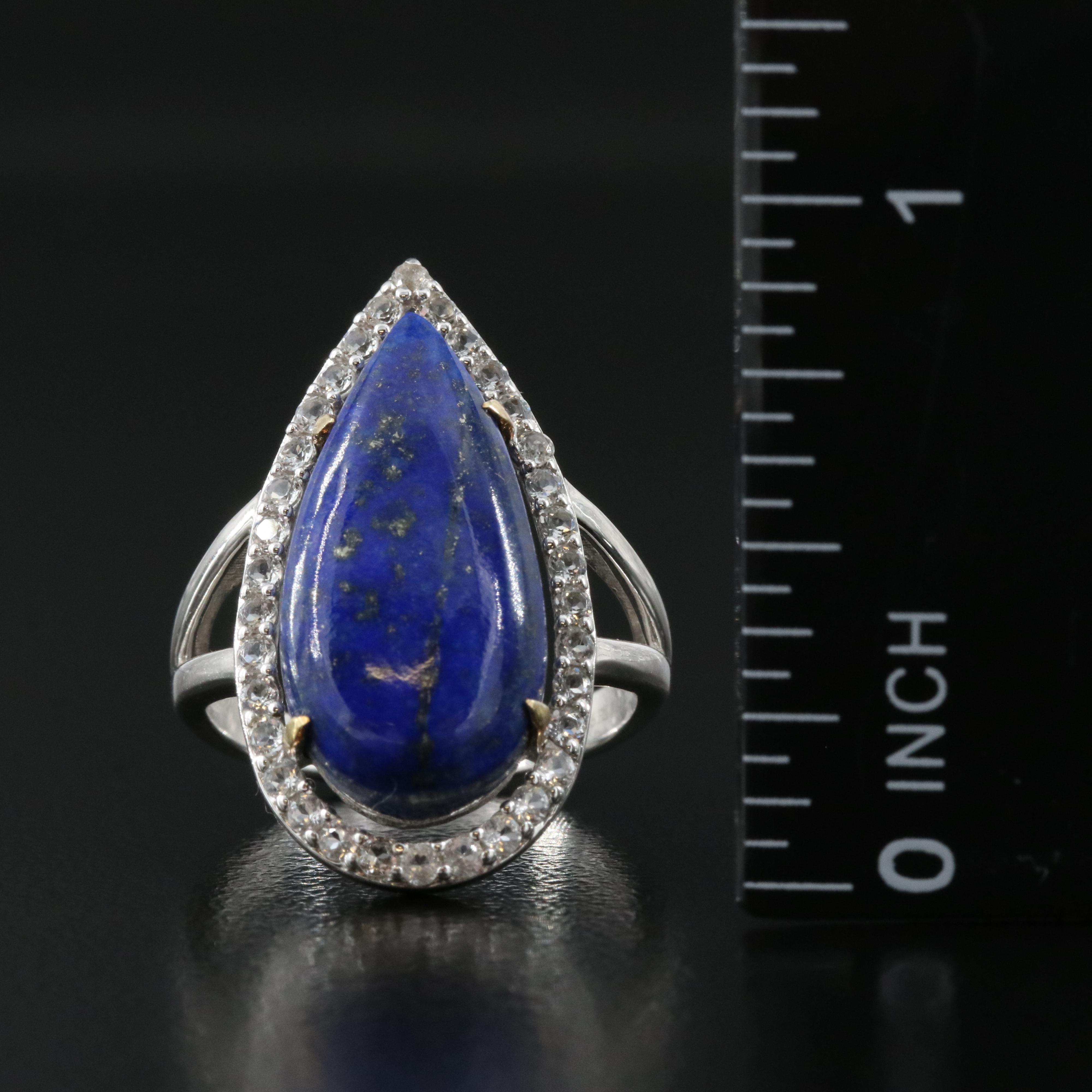 Sterling Lapis Lazuli and Topaz Ring