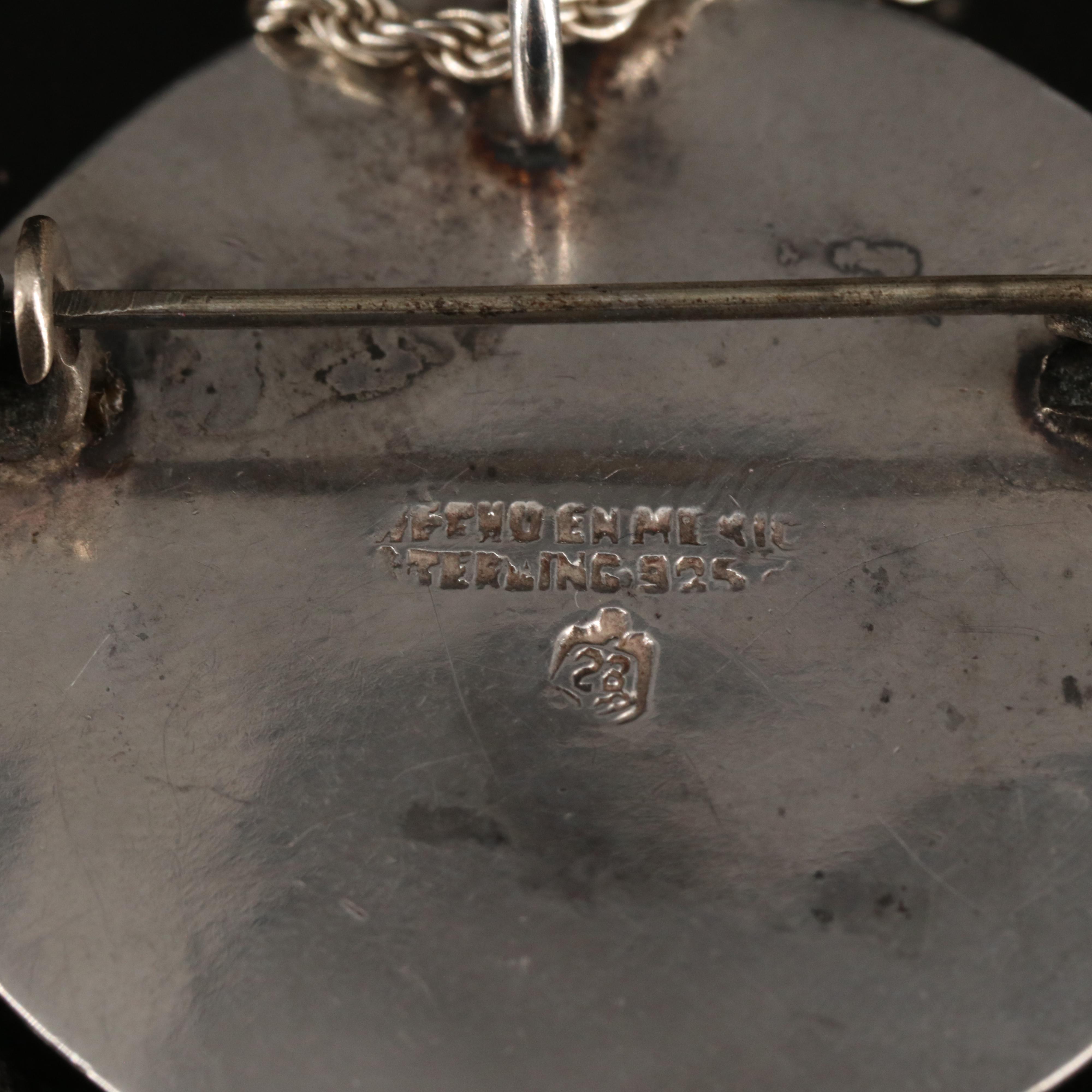 Sterling Aztec Calendar Converter Pendant Necklace