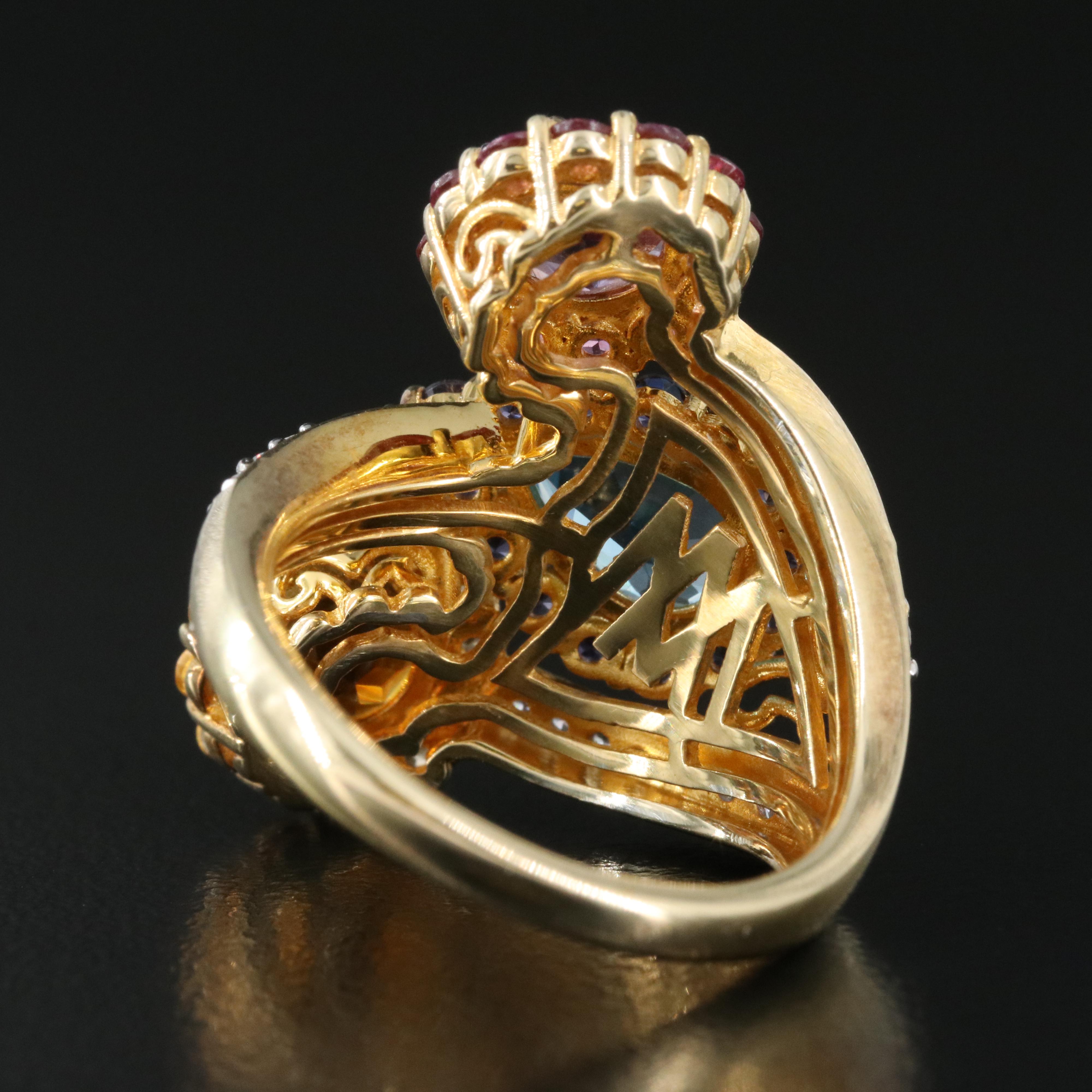 Sterling Ring Including Swiss Blue Topaz, Amethyst and Citrine